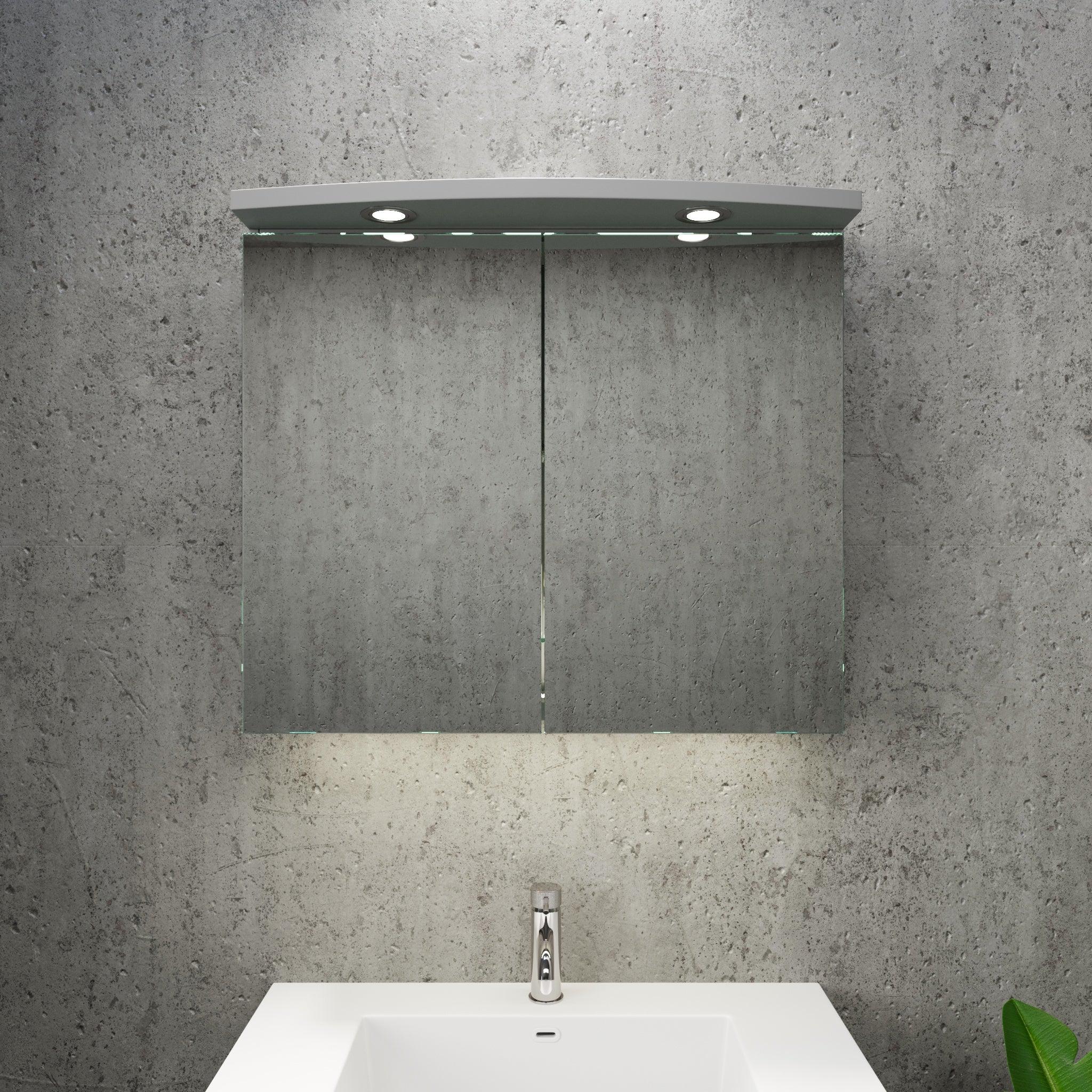 Fjäll LED Spegelskåp med Rund Topppanel, mattgrå