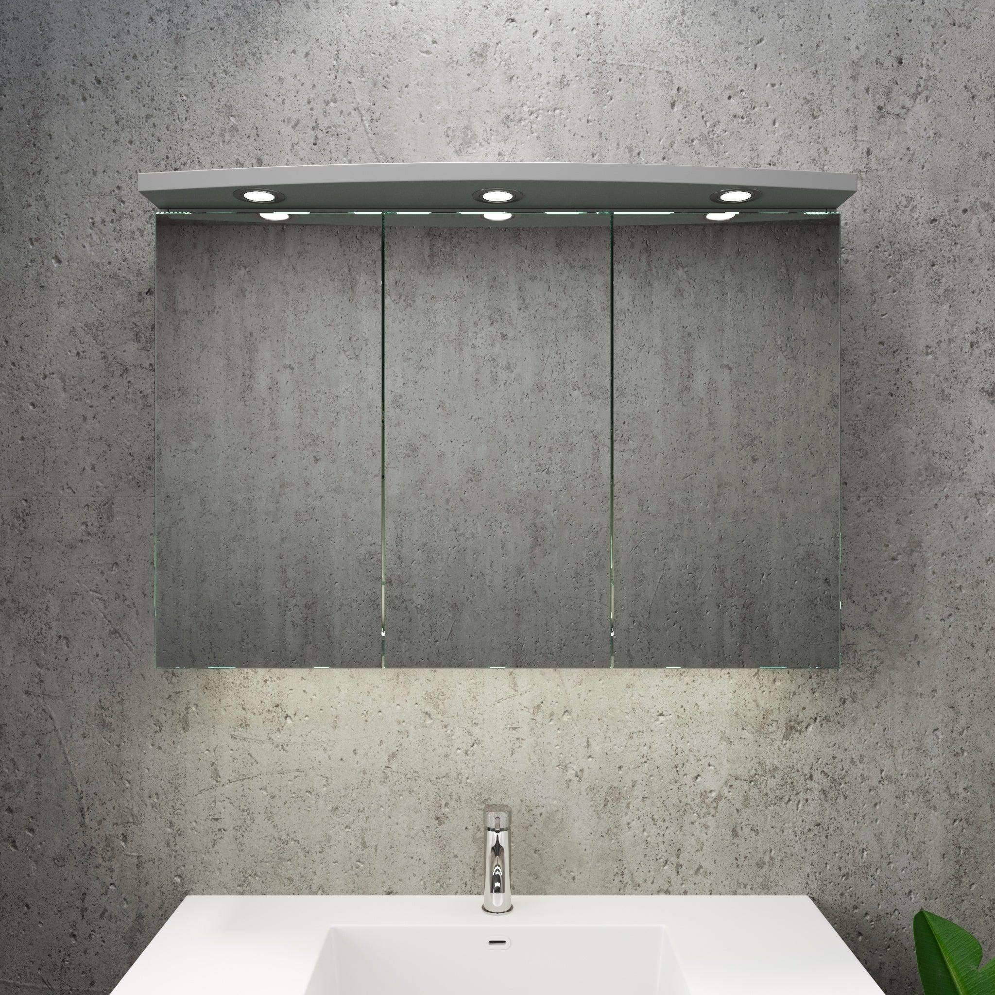 Fjäll LED Spegelskåp med Rund Topppanel, mattgrå