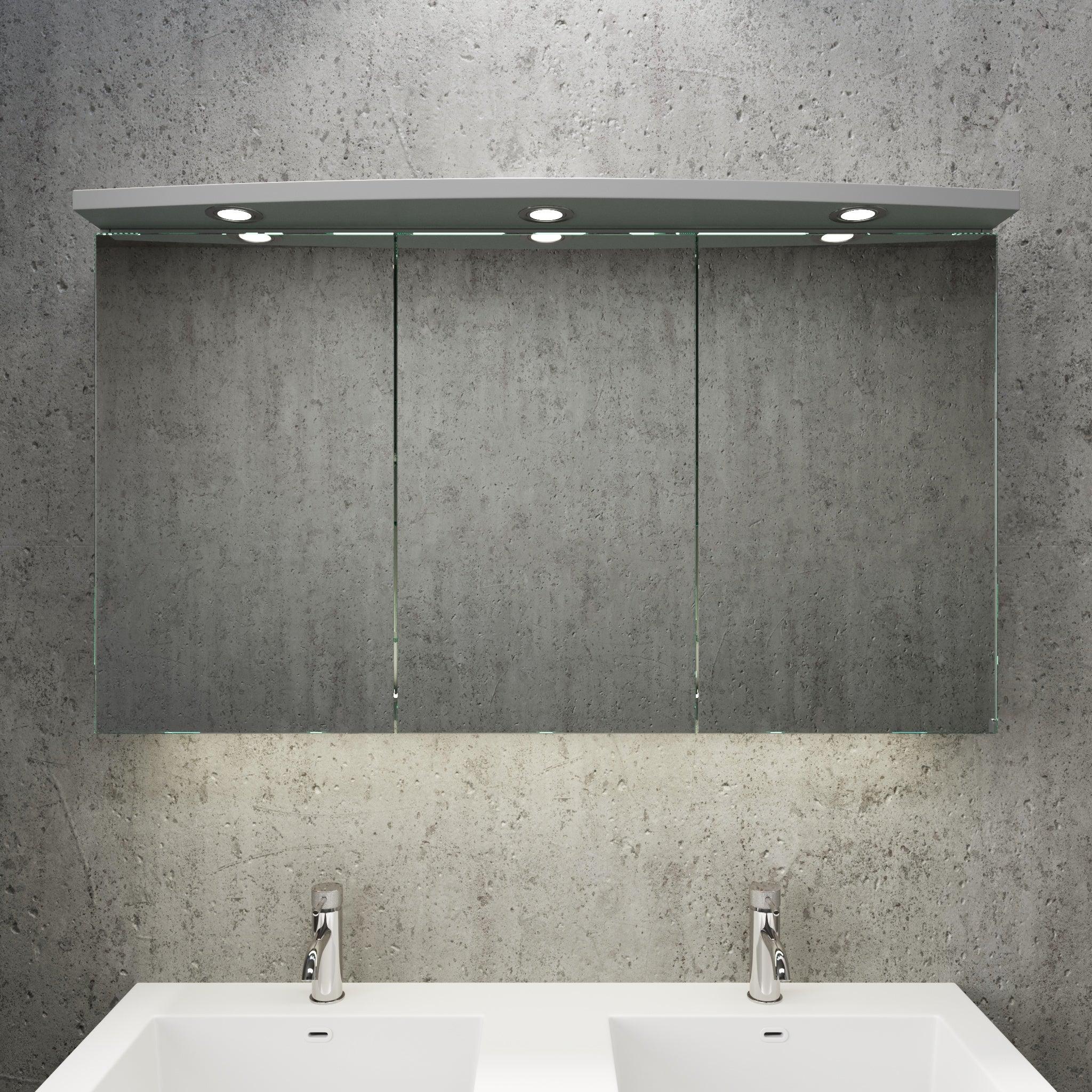 Fjäll LED Spegelskåp med Rund Topppanel, mattgrå