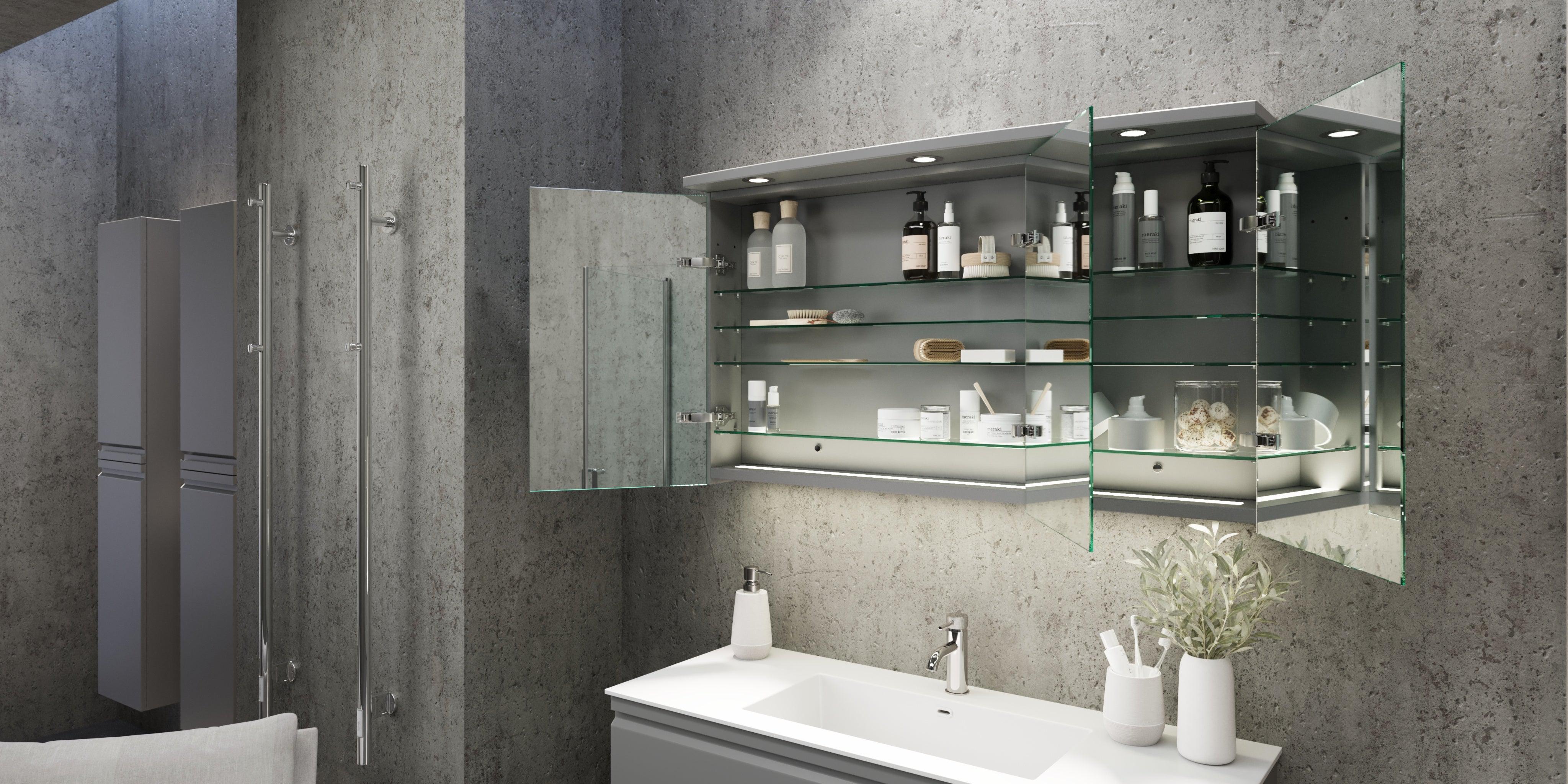 Fjäll LED Spegelskåp med Rund Topppanel, mattgrå