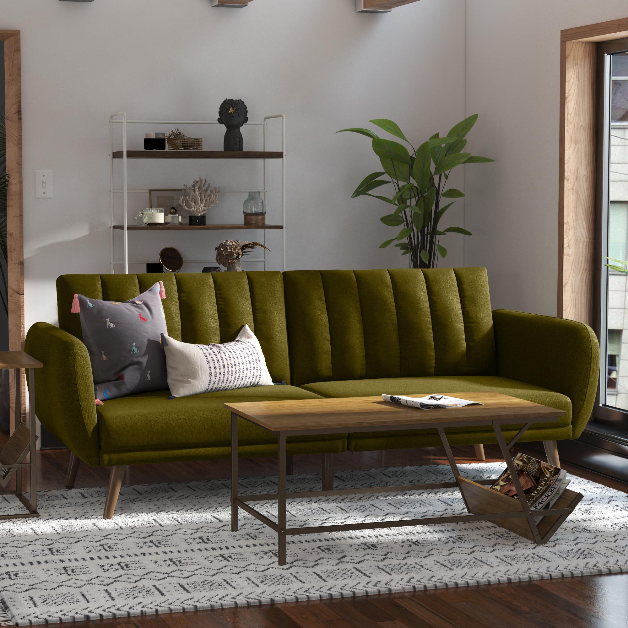 Brittany 3-seater sofa bed, green