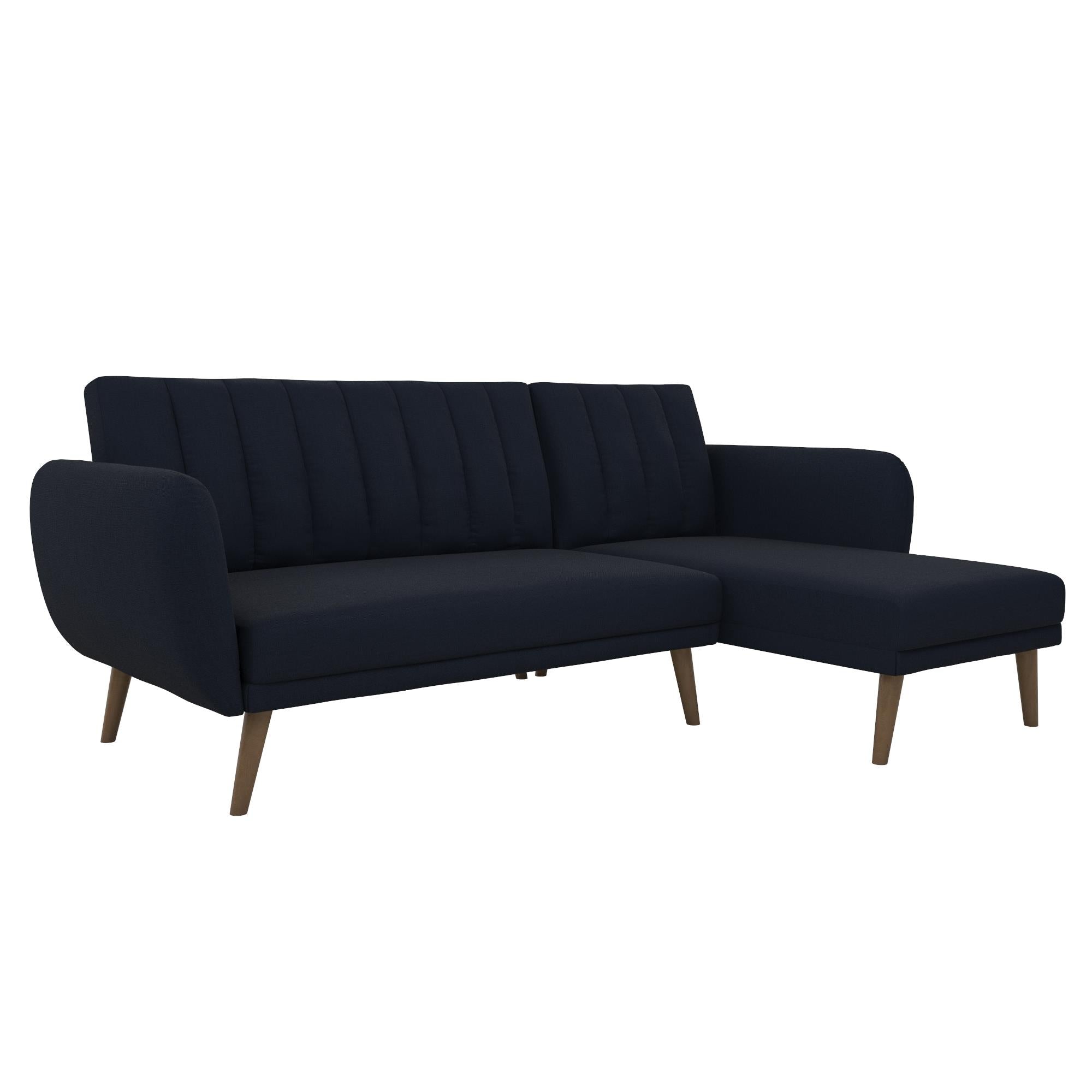 Brittany 3-seater sofa bed with chaise longue, blue