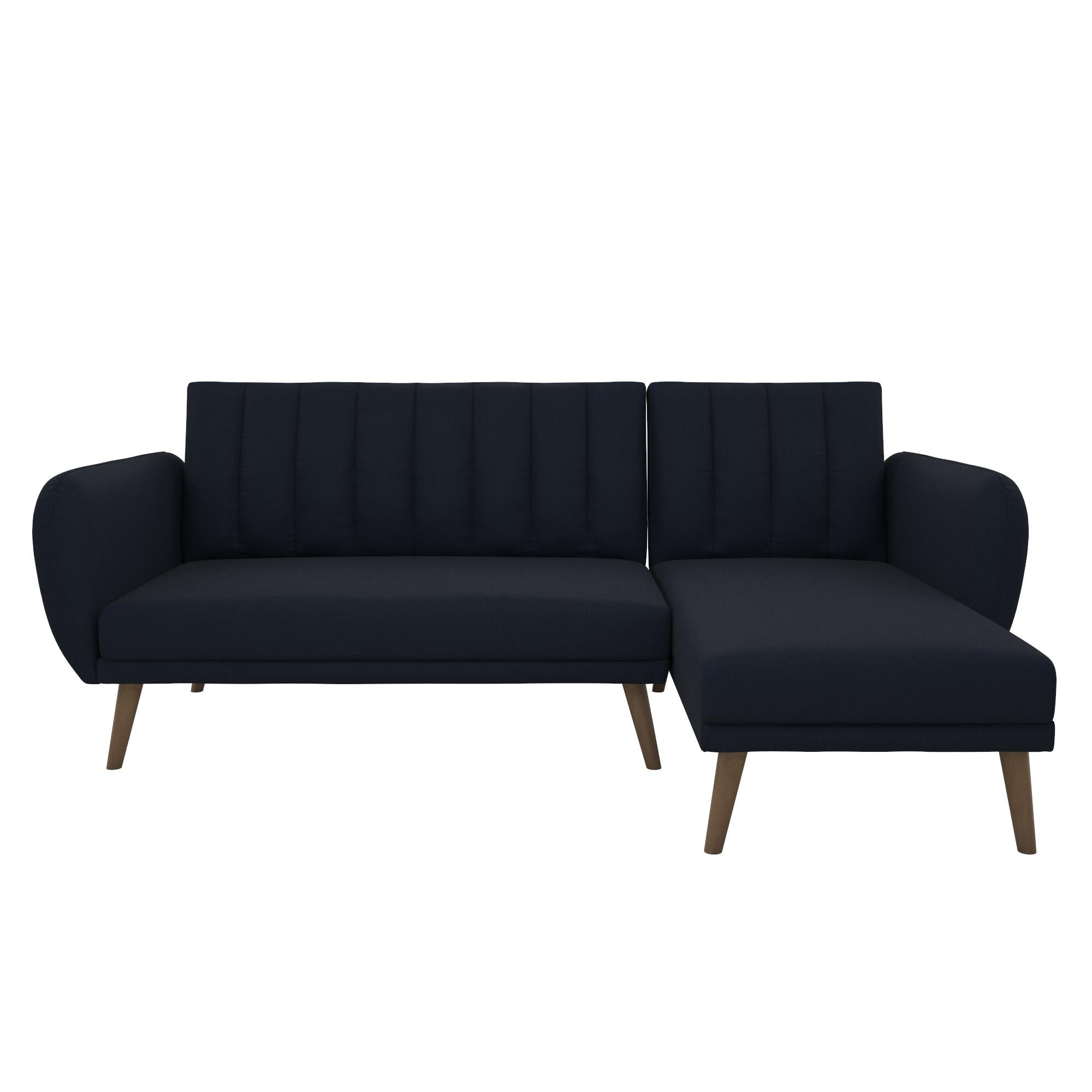 Brittany 3-seater sofa bed with chaise longue, blue