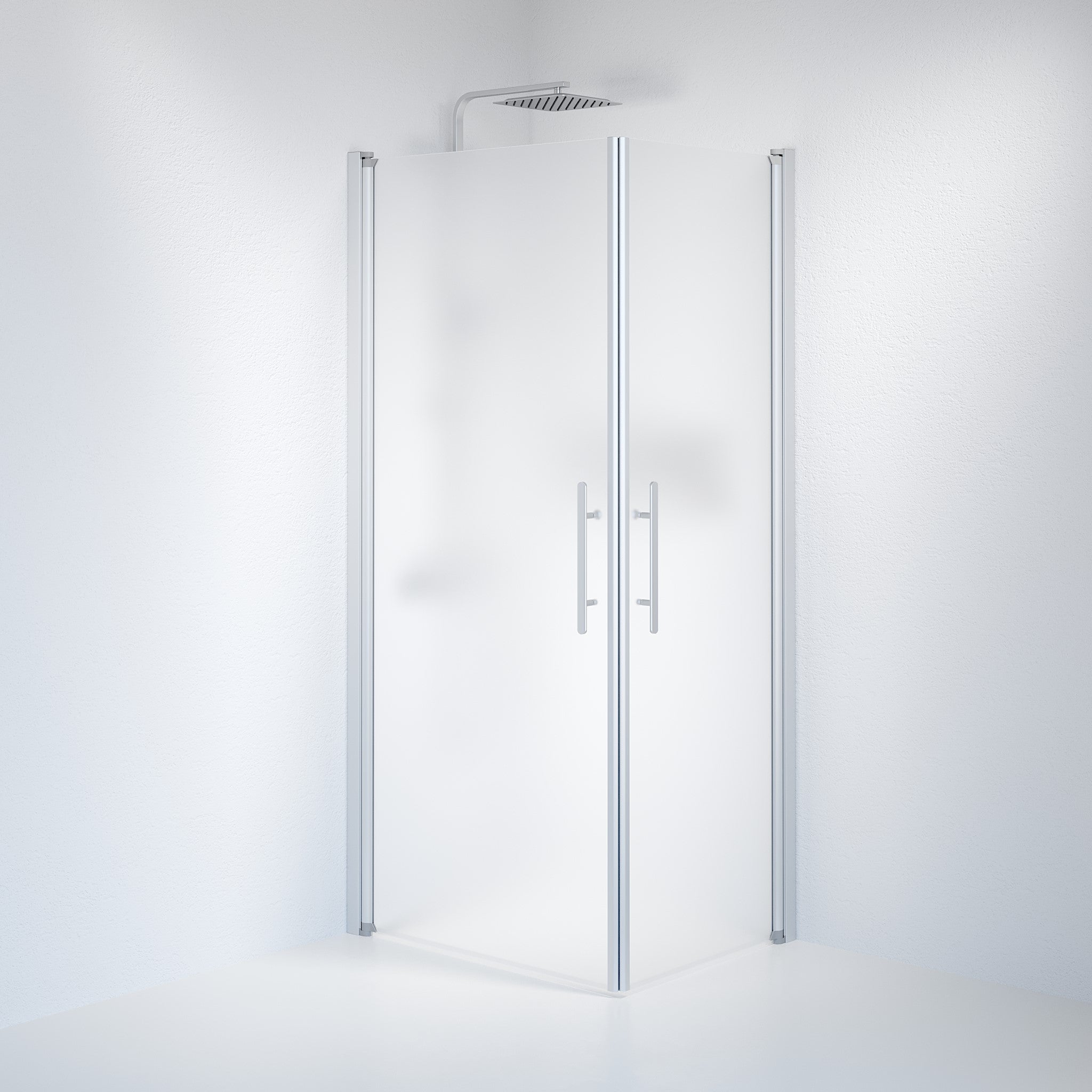 Vänern Duschvägg, fyrkantig, borstad aluminiumprofil, matt glas