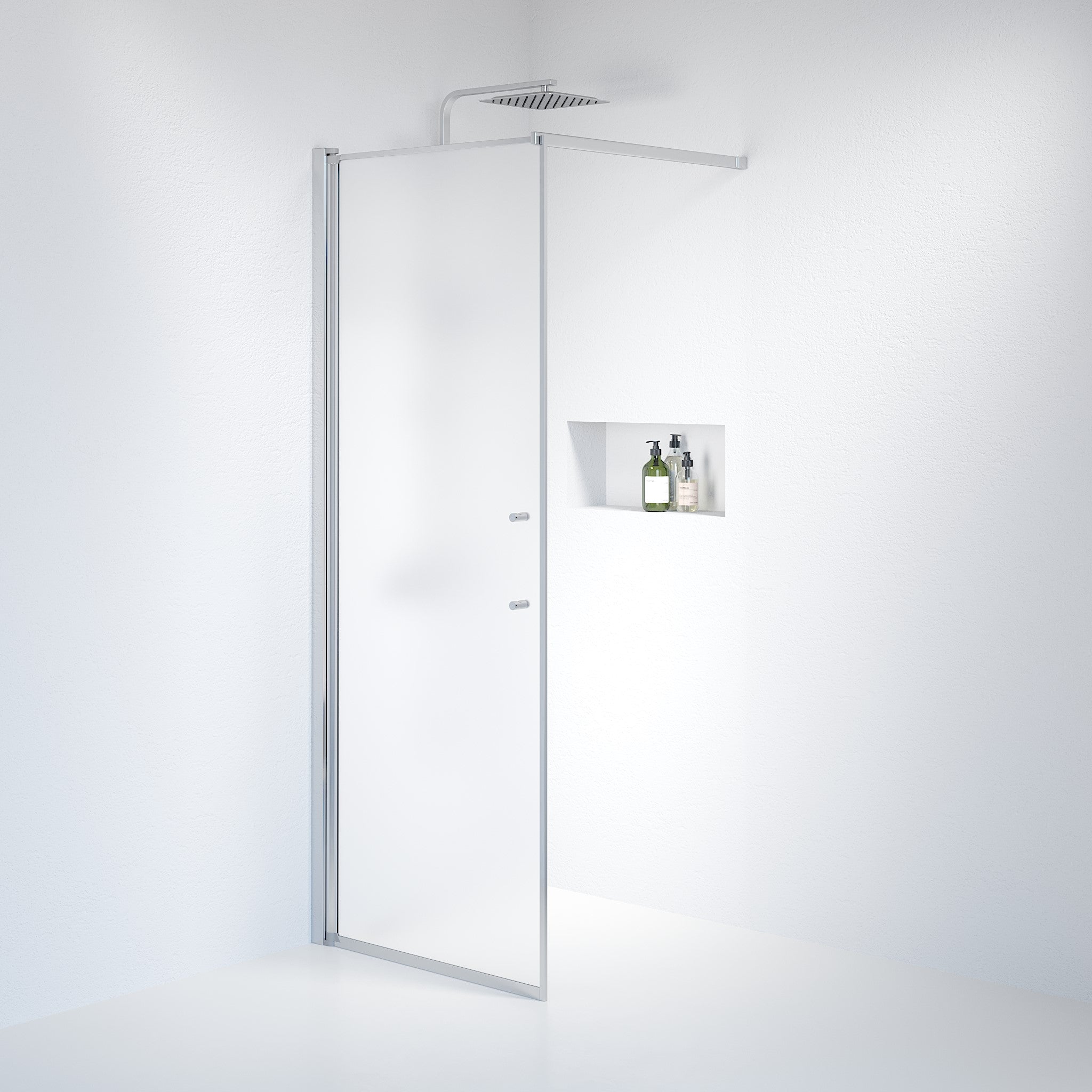 Vänern Duschvägg, Kromprofil, matt glas