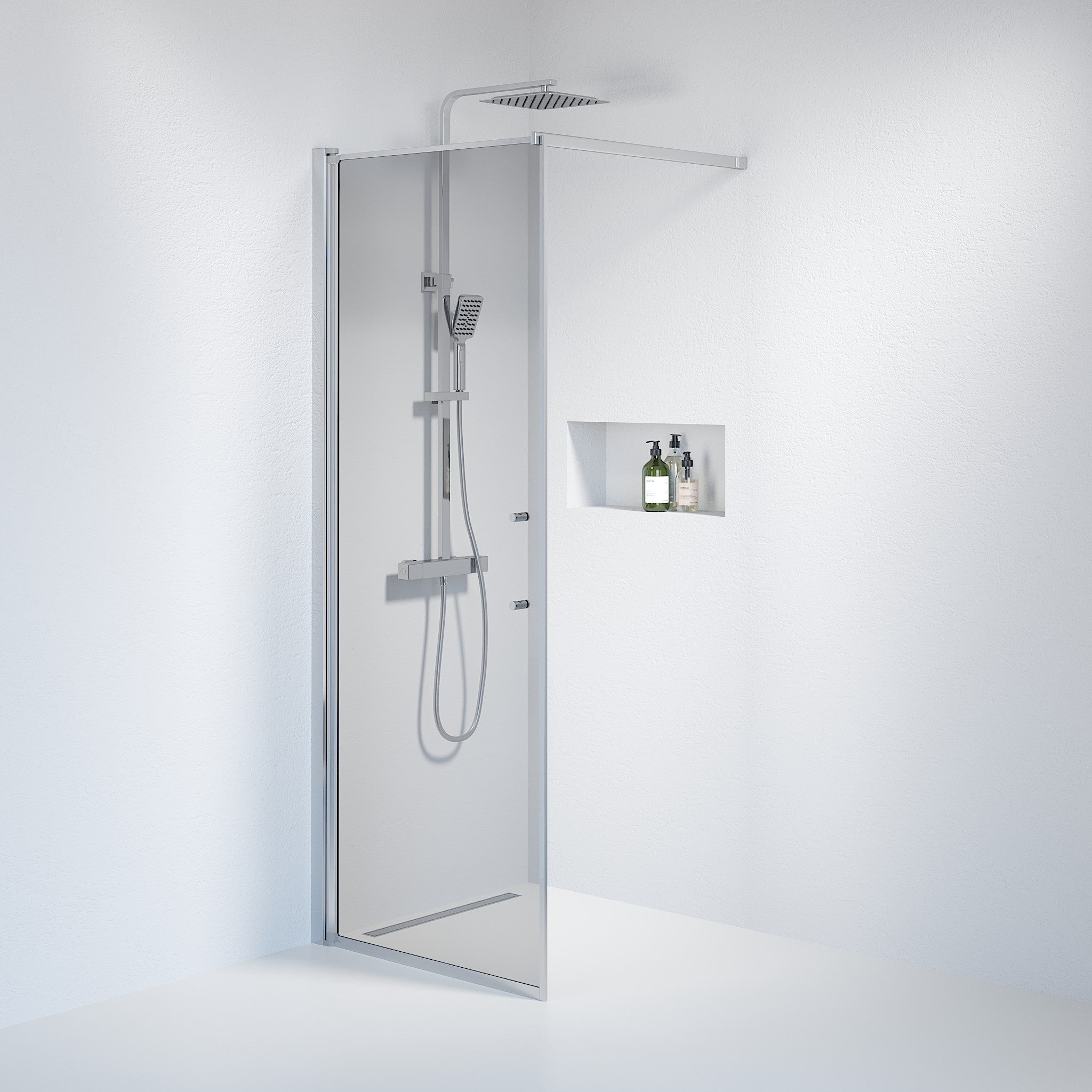 Vänern Duschvägg, Kromprofil, Mörktonat glas