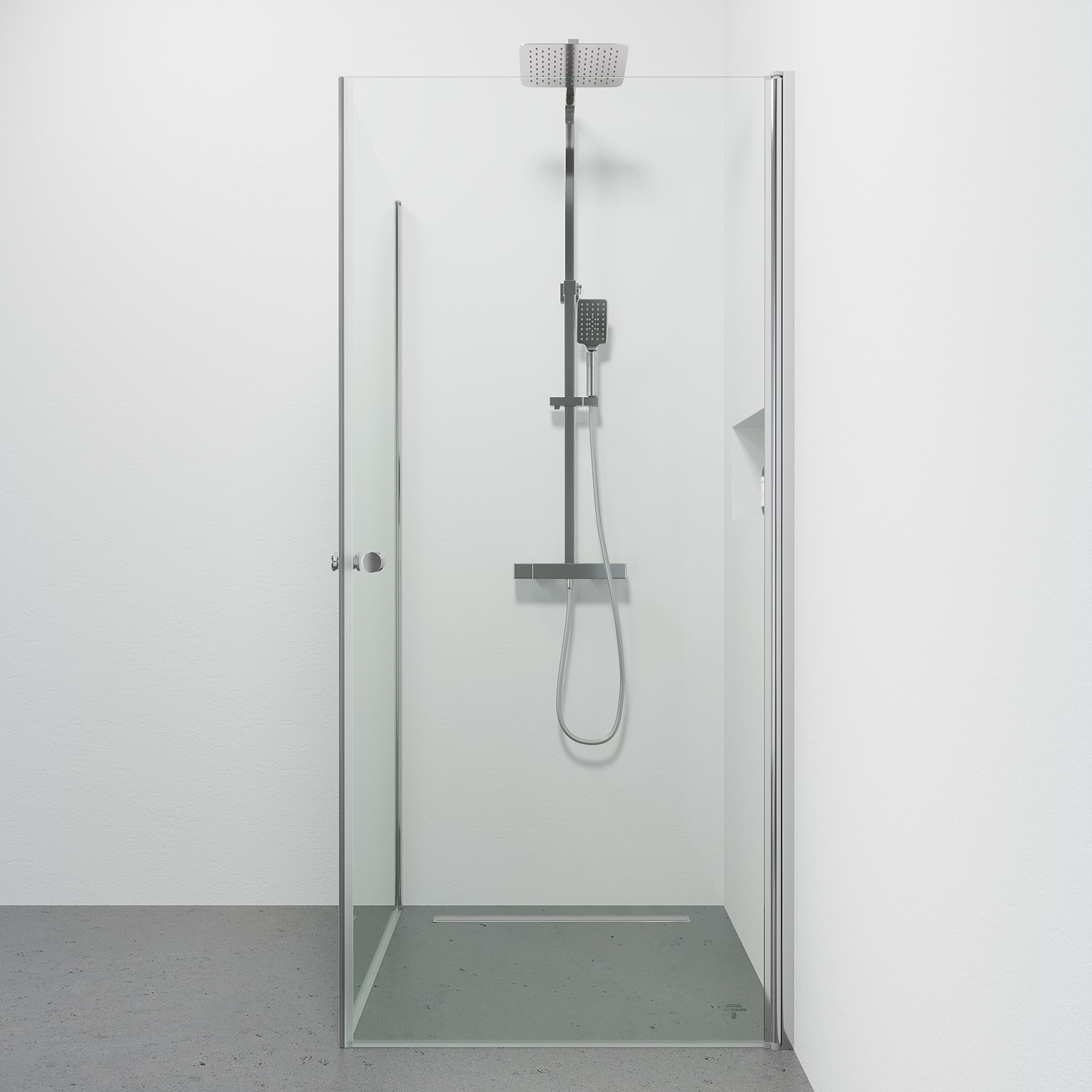 Tulsa duschvägg, fyrkantigt, klart glas, kromprofil