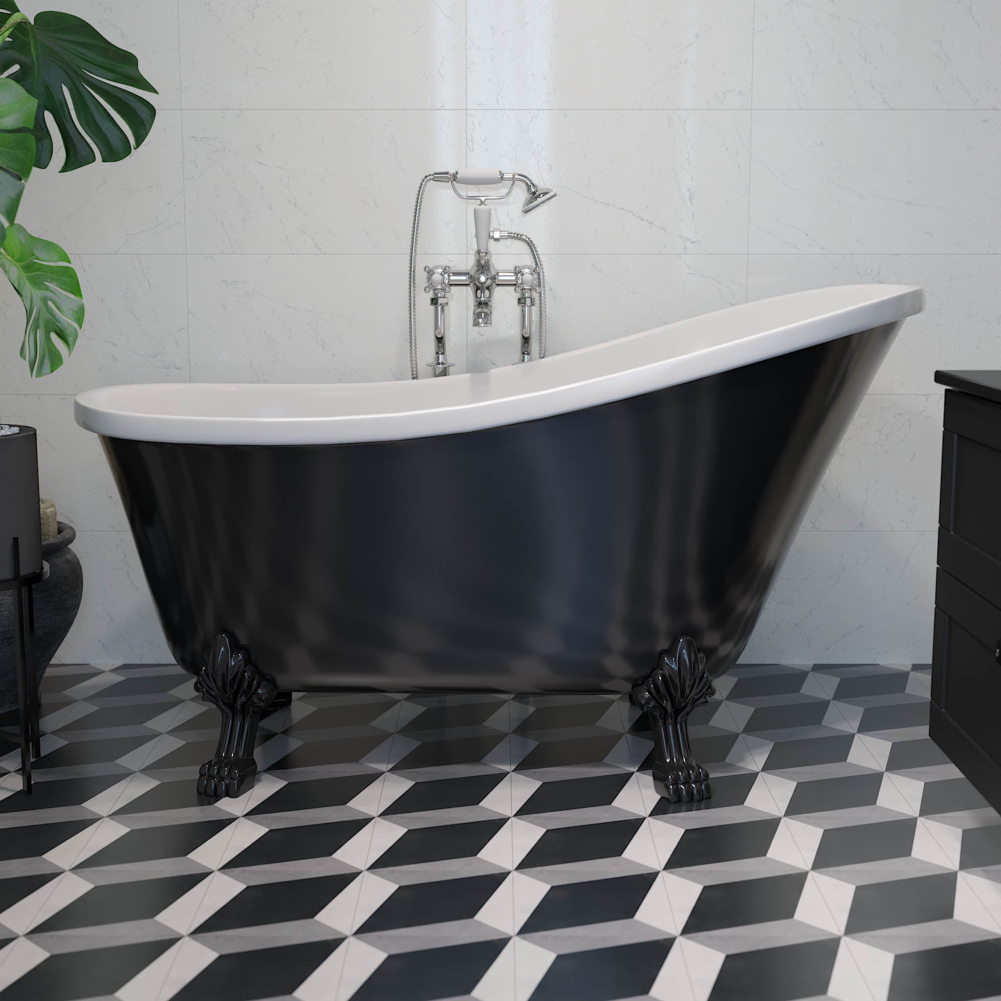 Svinkløv, Bathtub Set - Code, Brass Shiny - 160 cm