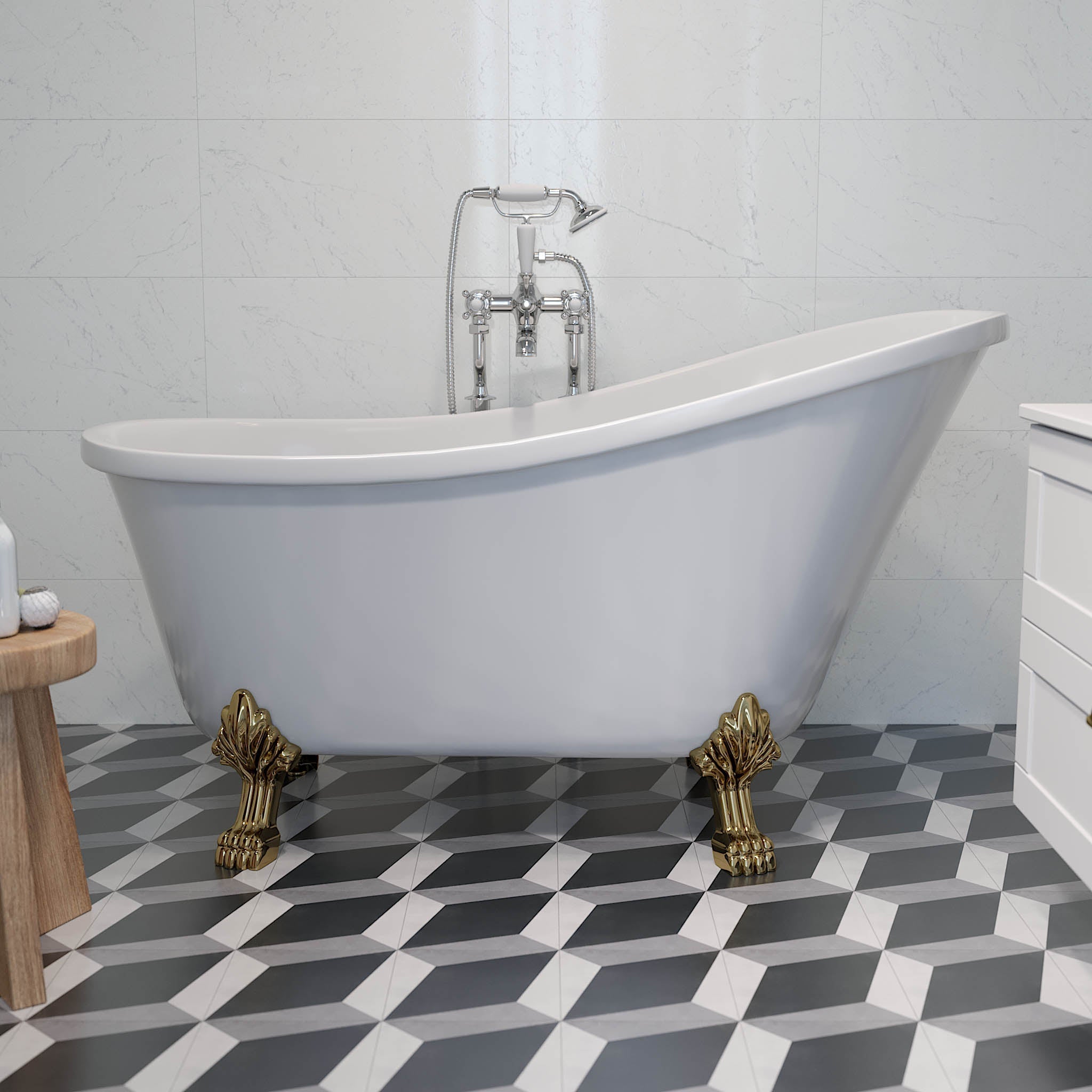 Svinkløv, Bathtub Set - Code, Brass Shiny - 160 cm