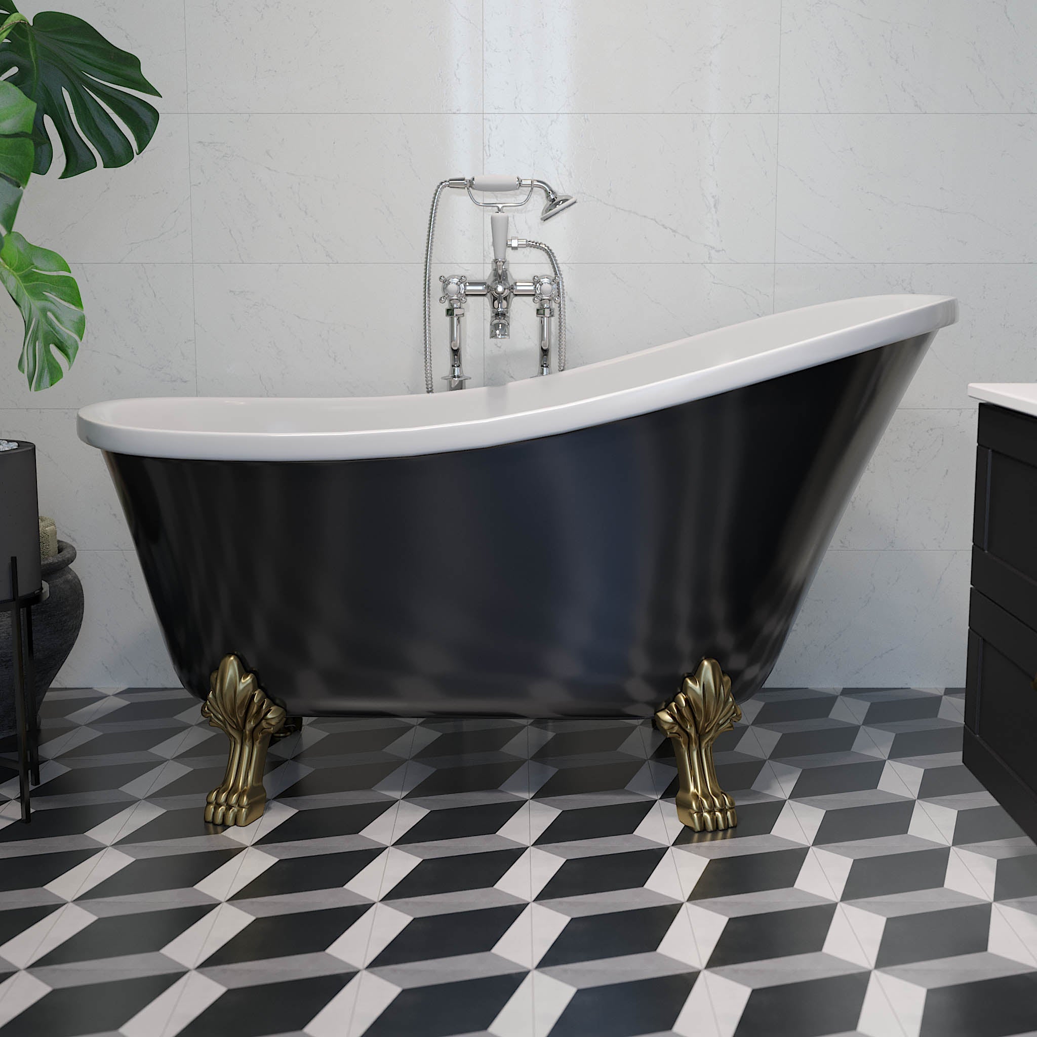 Svinkløv, Bathtub Set - Code, Brass Shiny - 160 cm