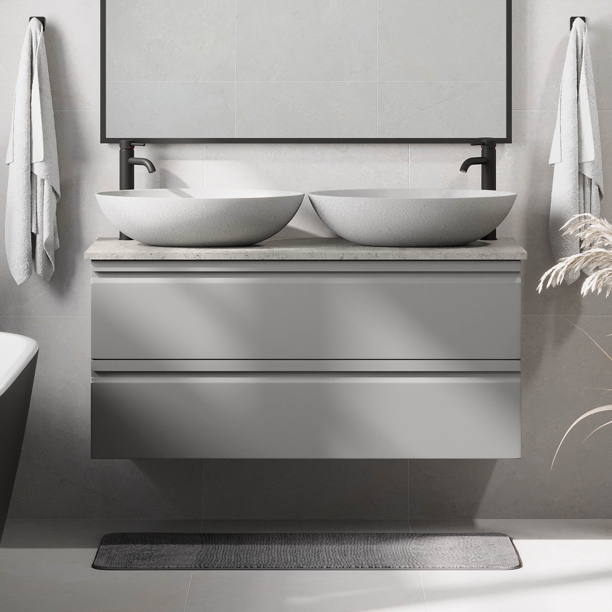 Odda Badrumsmöbler, Grå Matt