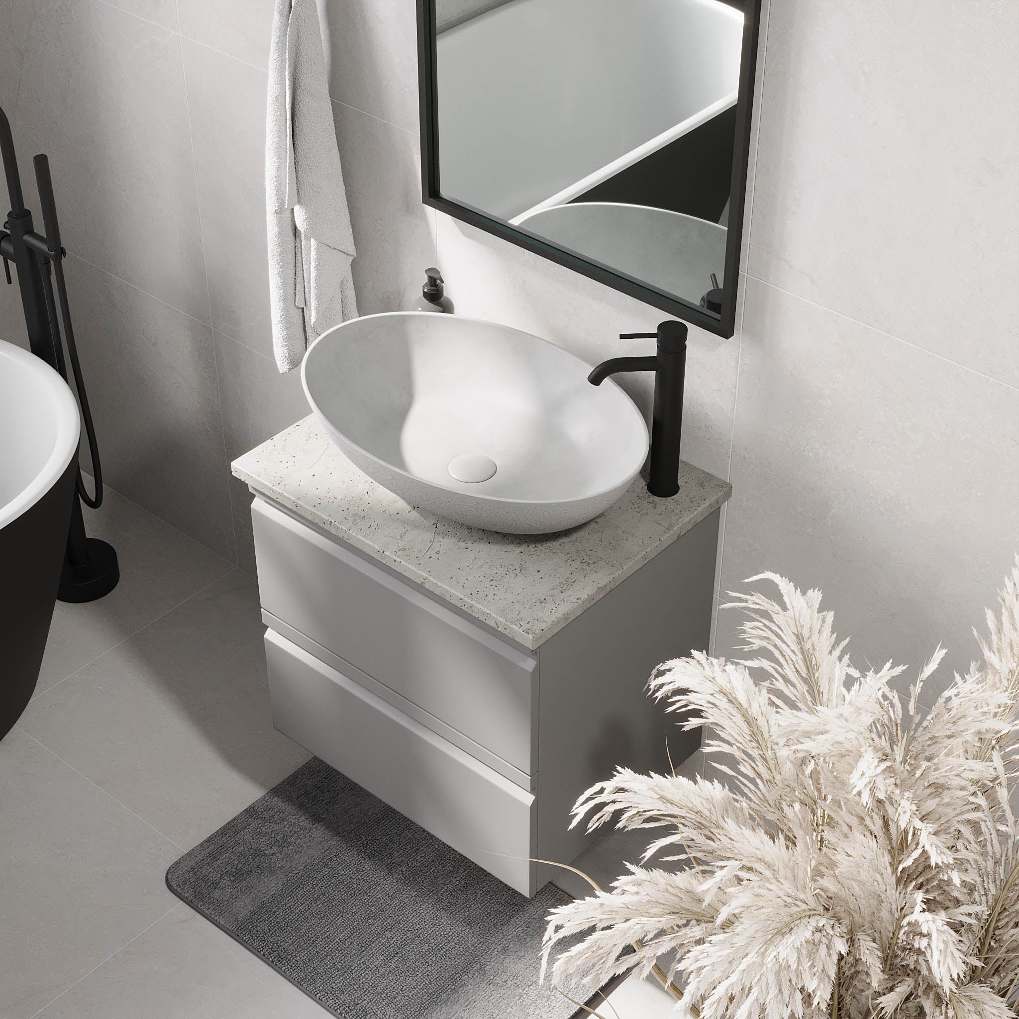 Odda Badrumsmöbler, Grå Matt