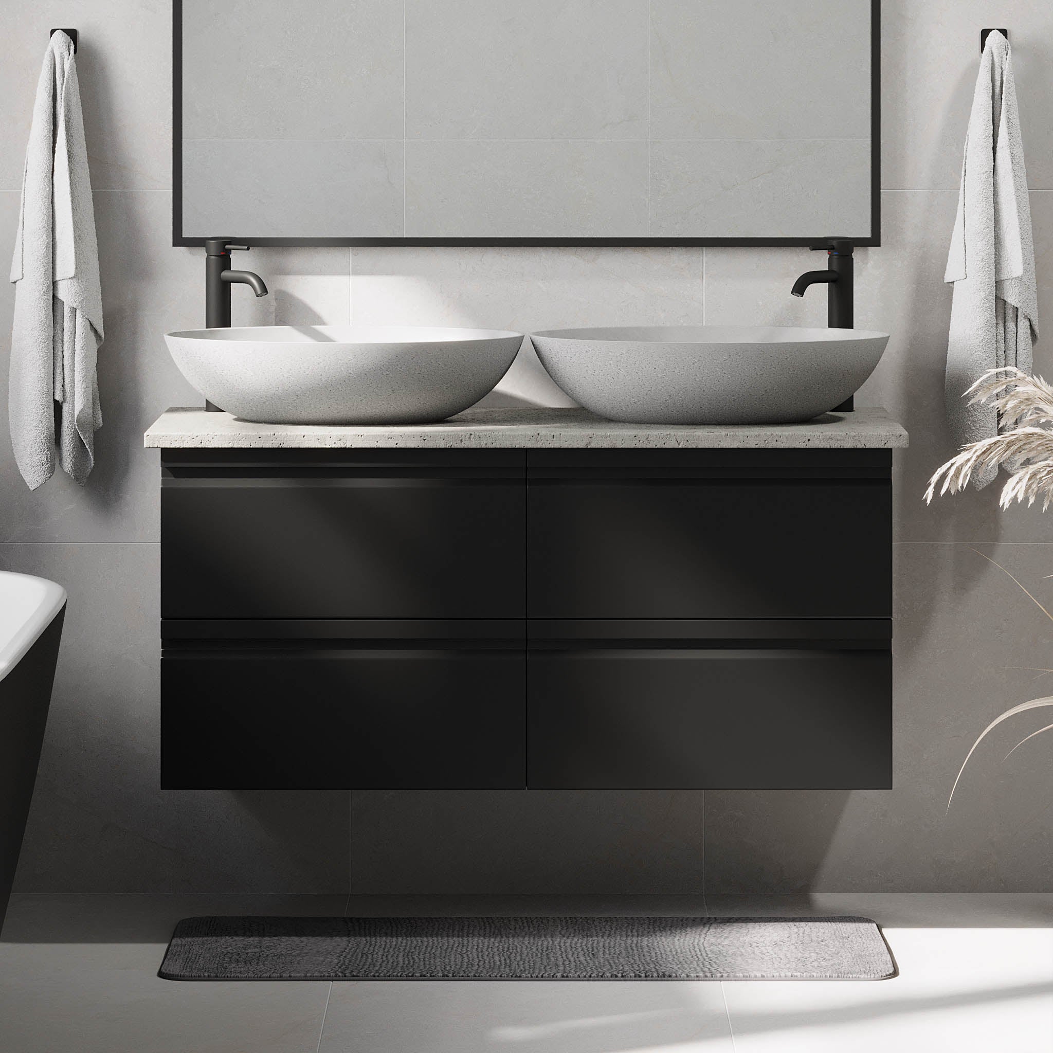 Odda Badrumsmöbler, Svart Matt