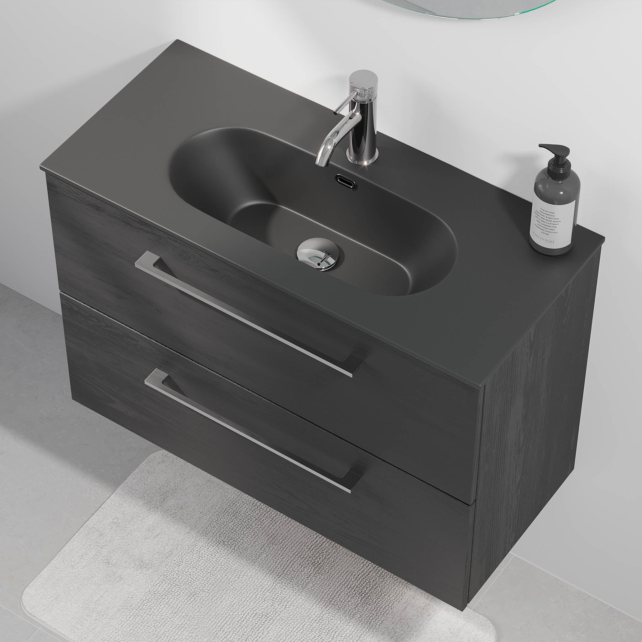 Horten Slimline Badrumsmöbler, Svart Trä