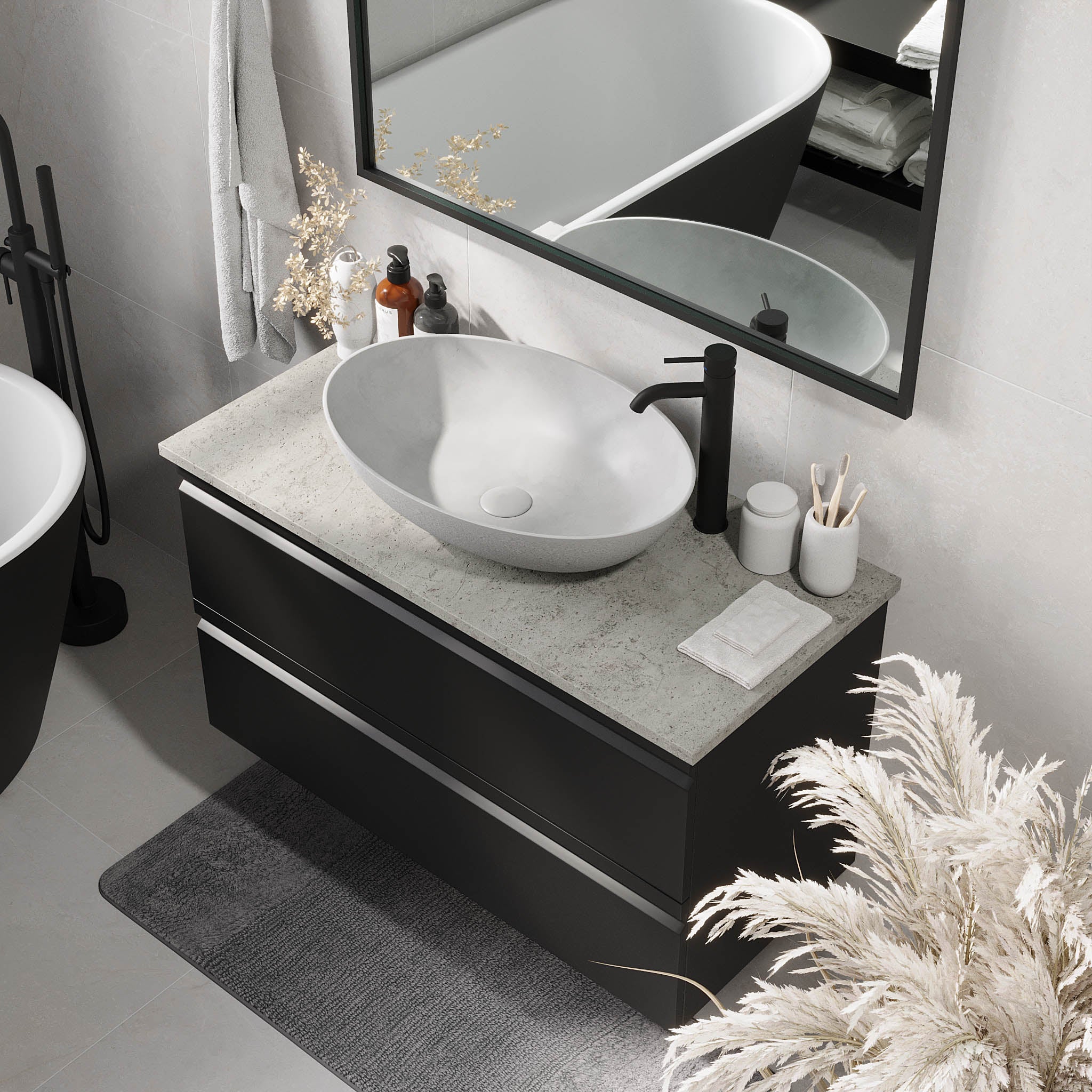Odda Badrumsmöbler, Svart Matt