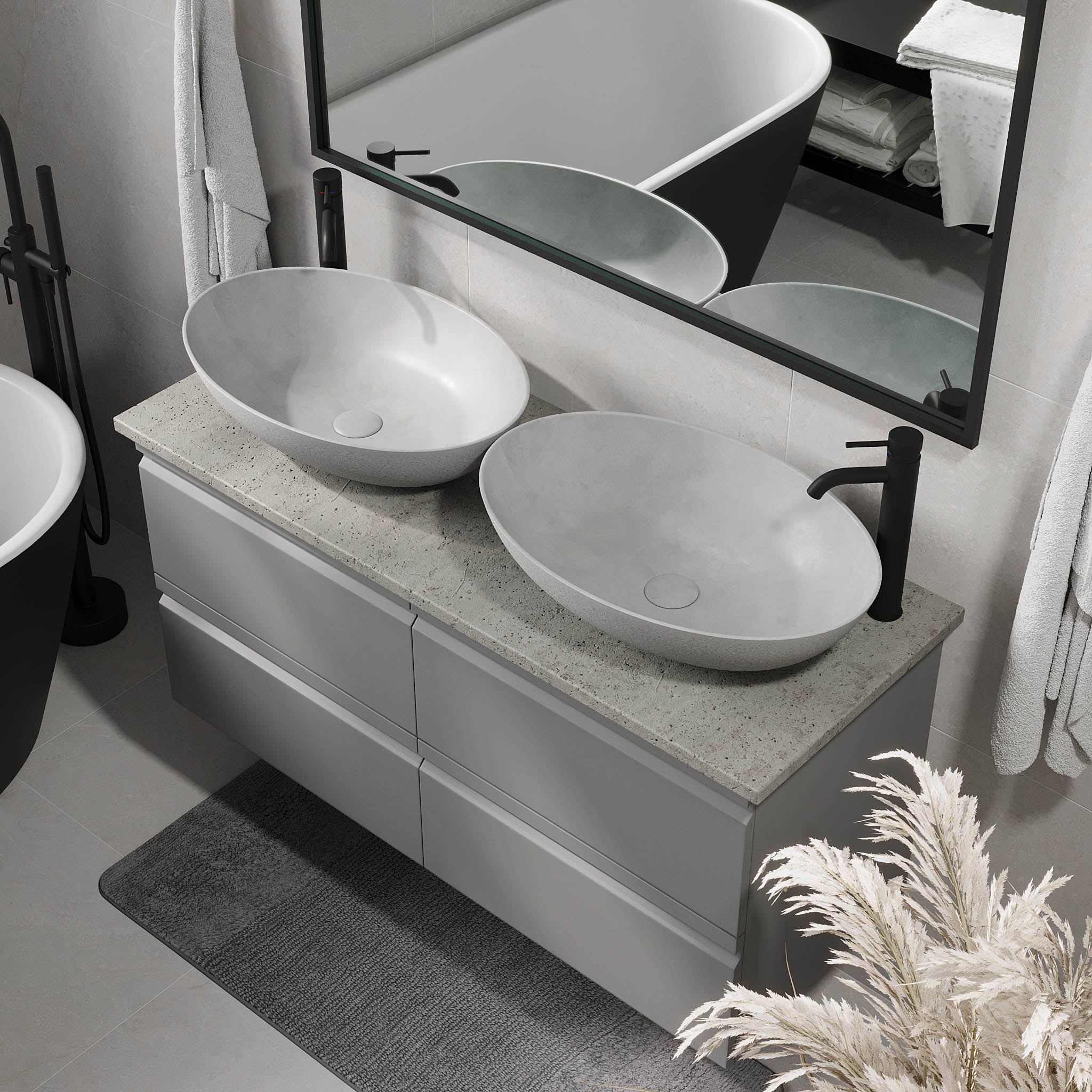 Odda Badrumsmöbler, Grå Matt