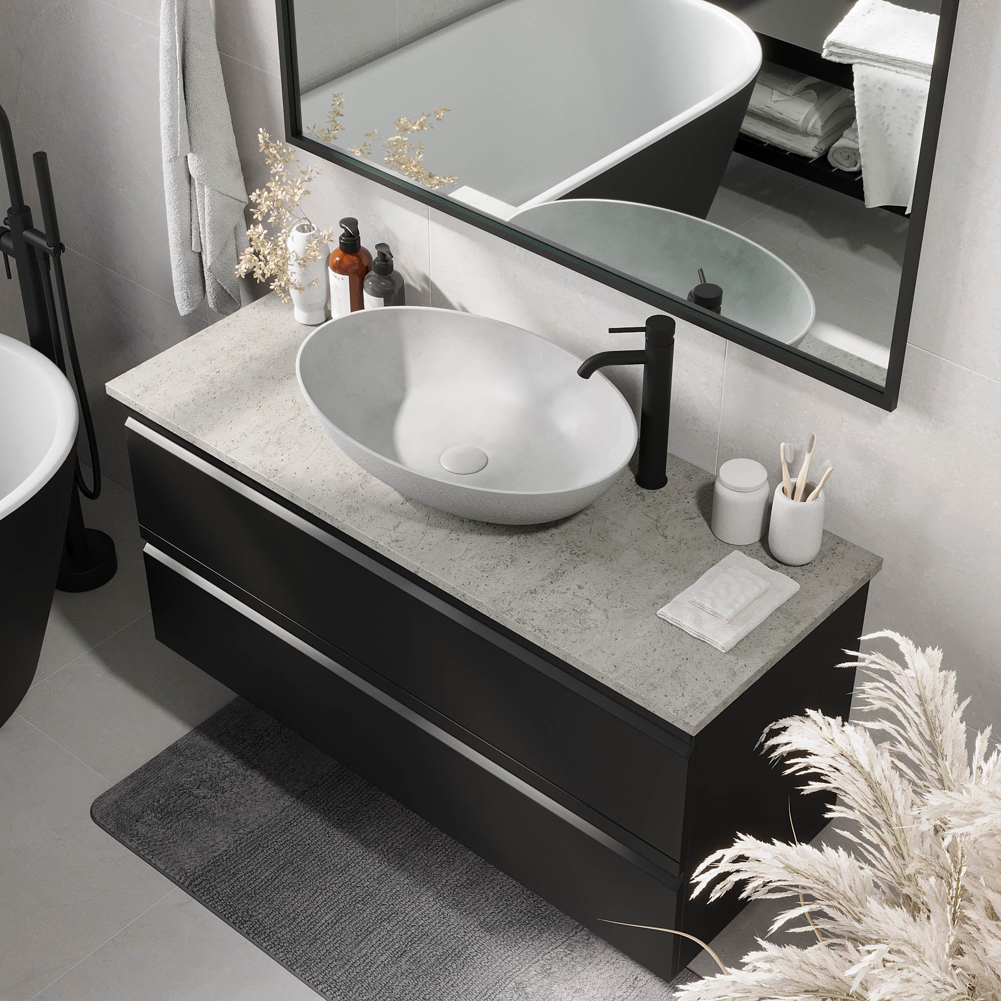 Odda Badrumsmöbler, Svart Matt