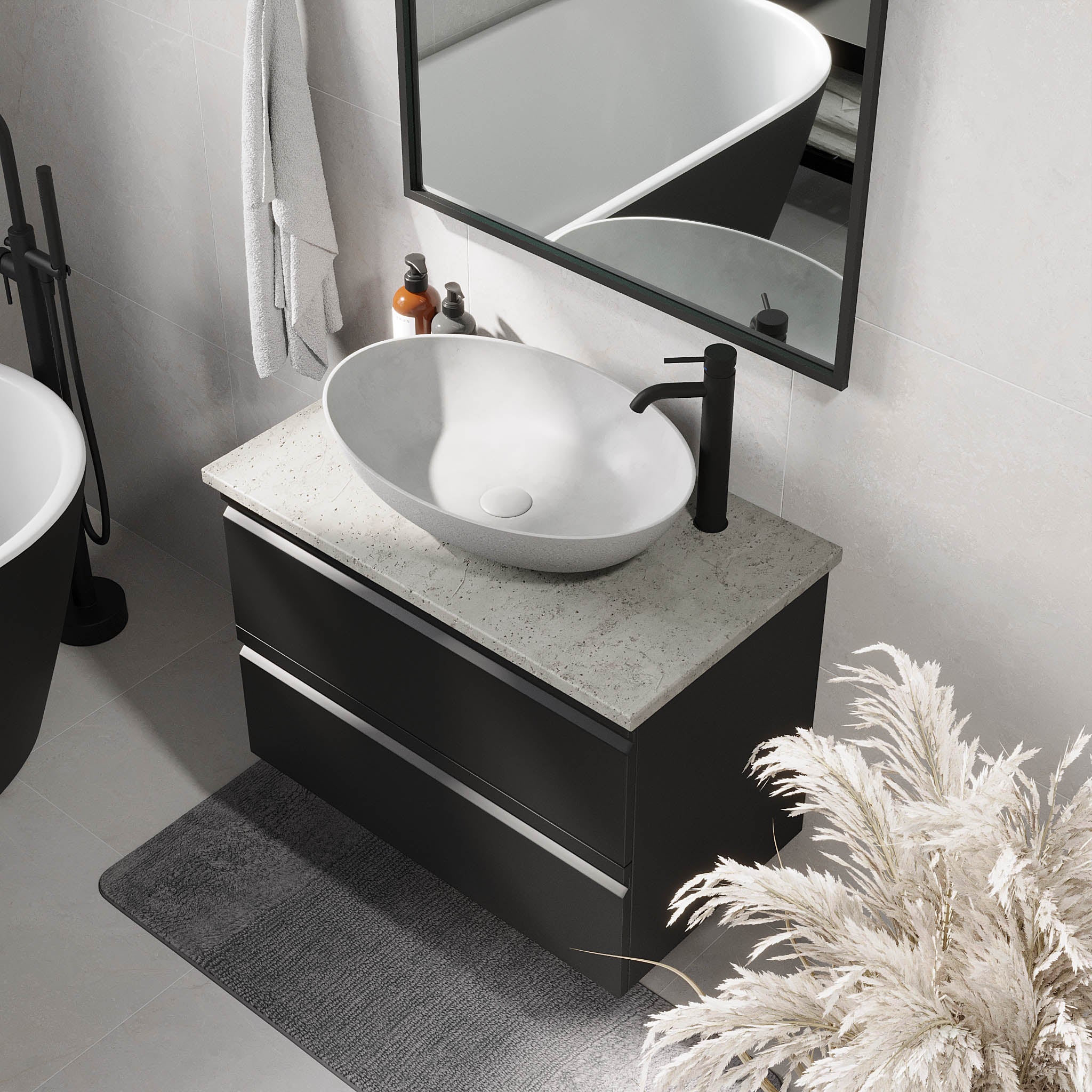 Odda Badrumsmöbler, Svart Matt
