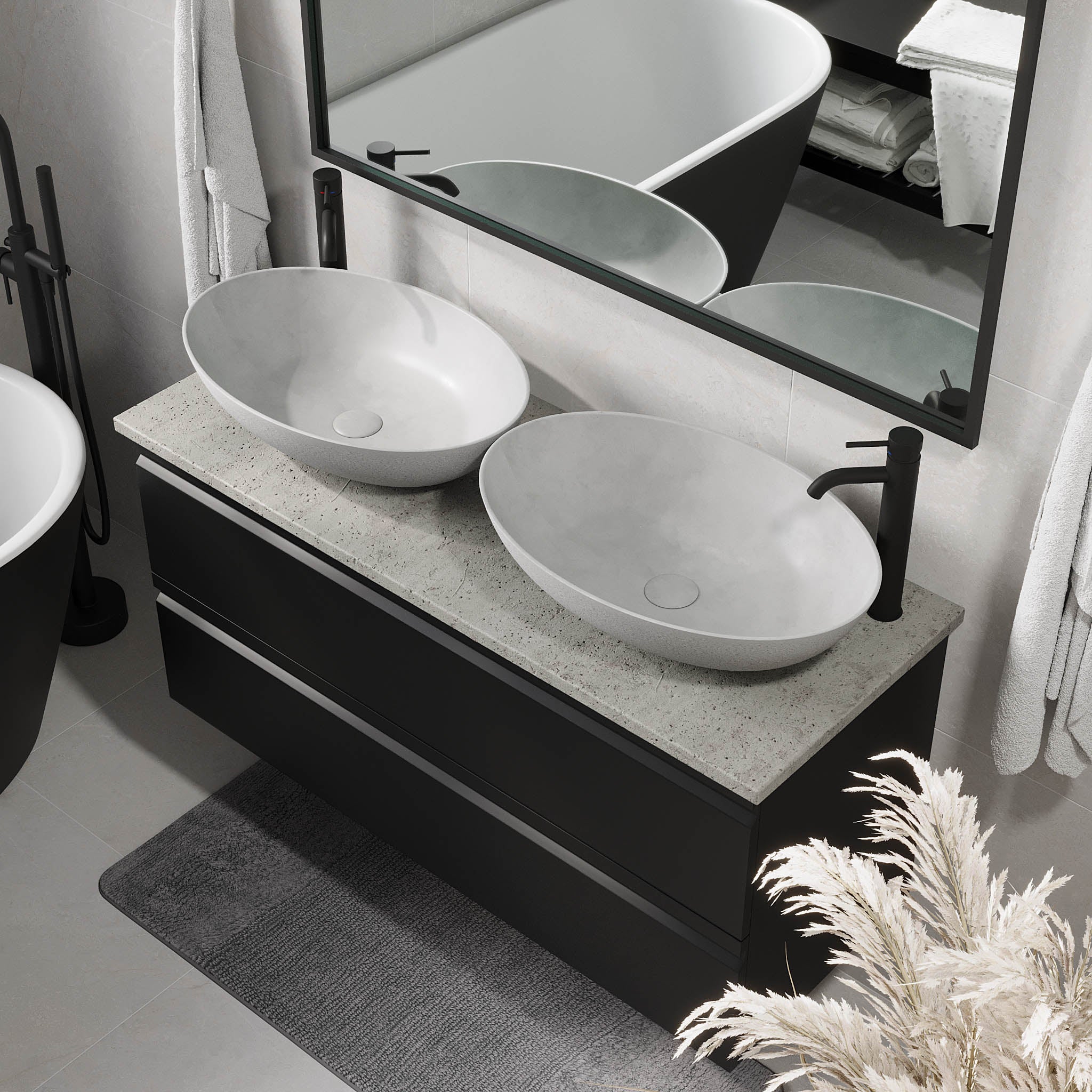 Odda Badrumsmöbler, Svart Matt