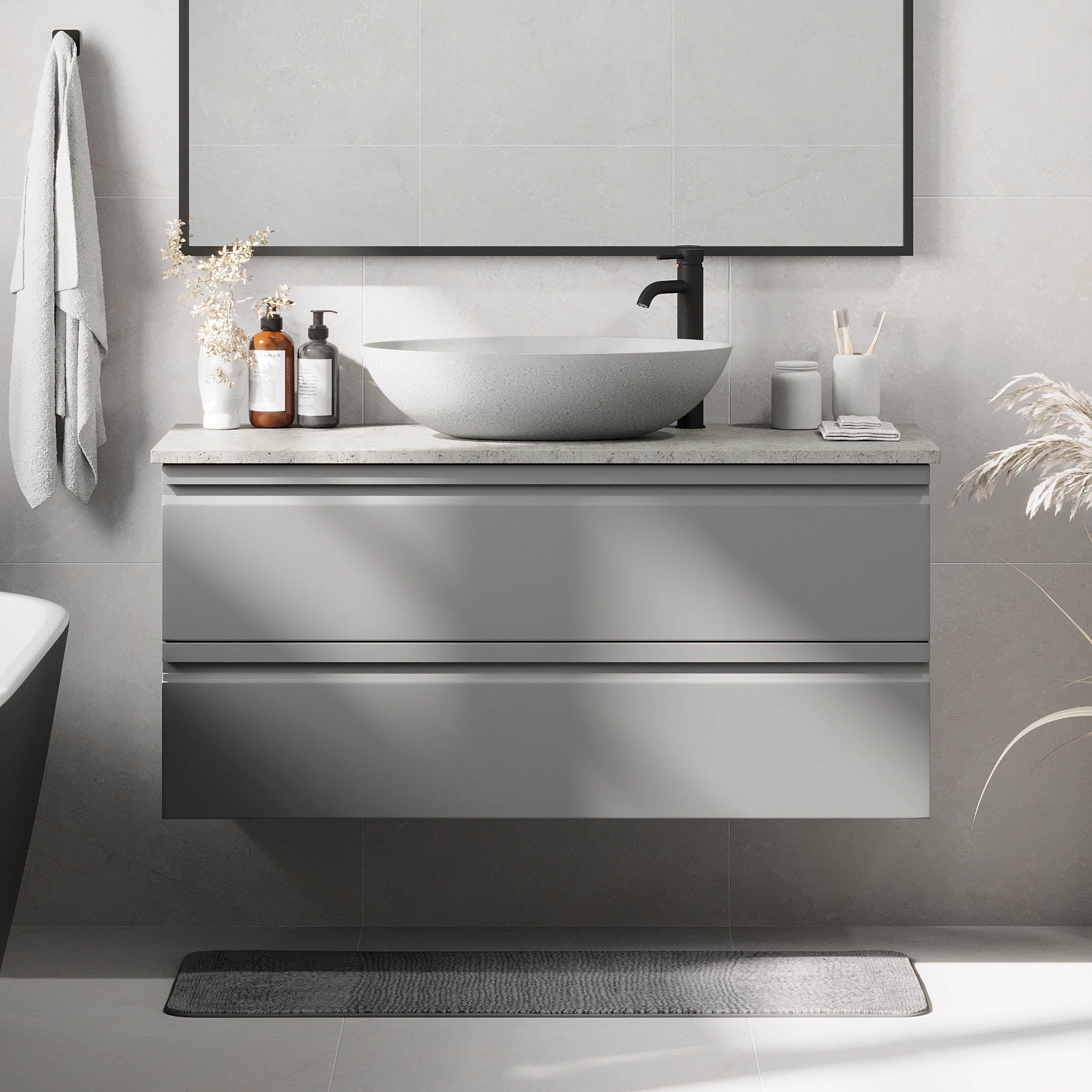 Odda Badrumsmöbler, Grå Matt