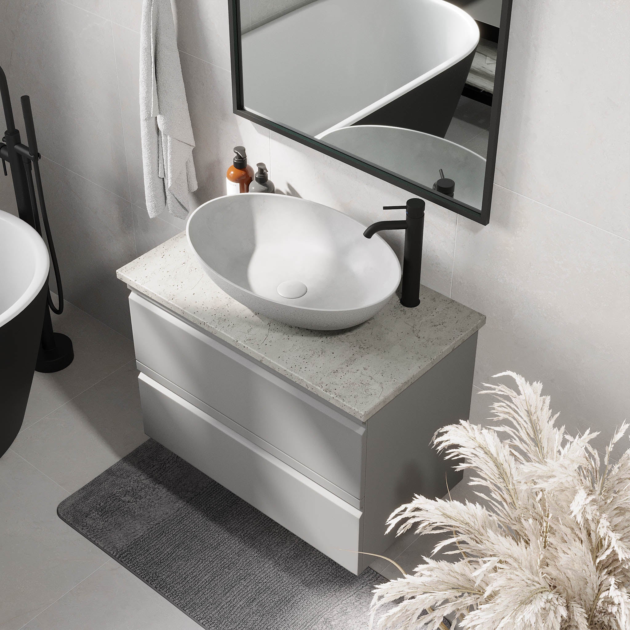 Odda Badrumsmöbler, Grå Matt