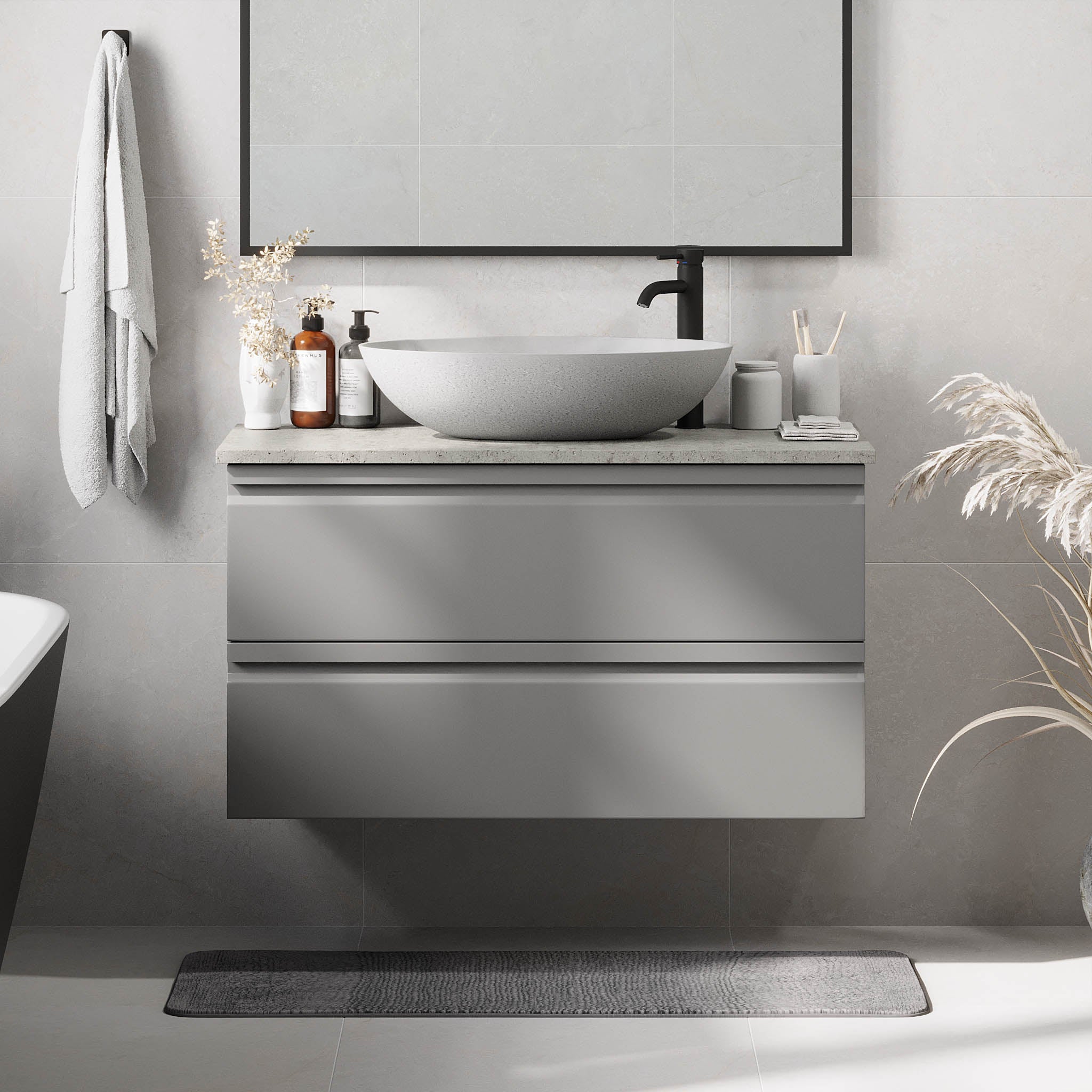Odda Badrumsmöbler, Grå Matt