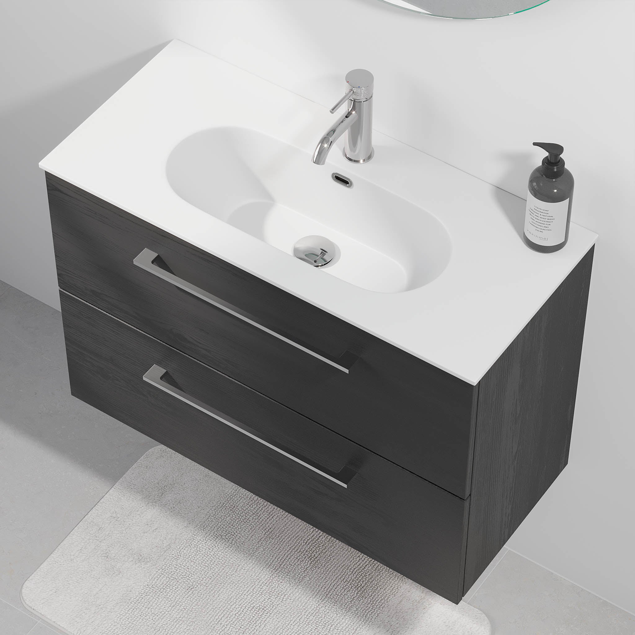 Harstad Slimline Badrumsmöbler, Svart Trä