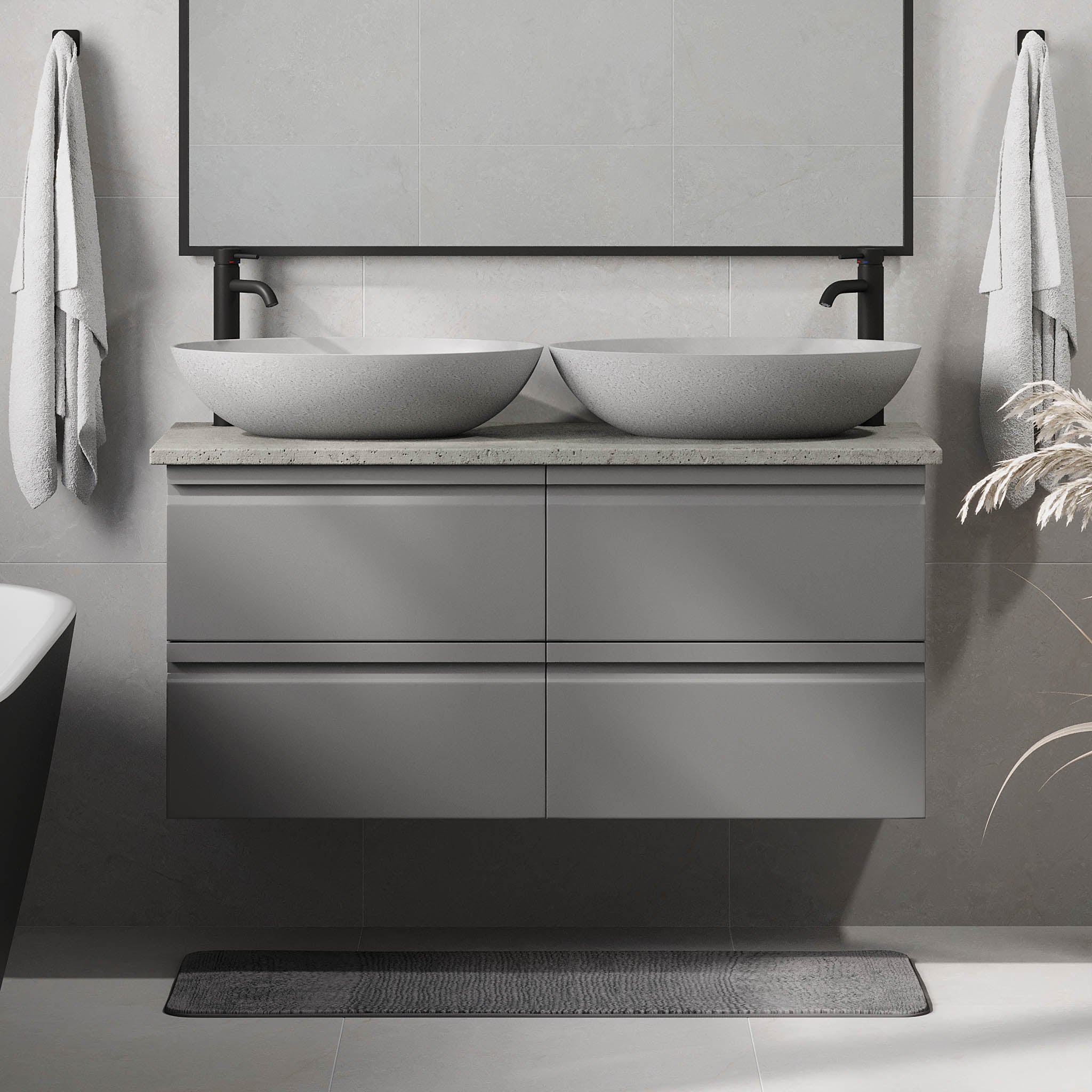 Odda Badrumsmöbler, Grå Matt