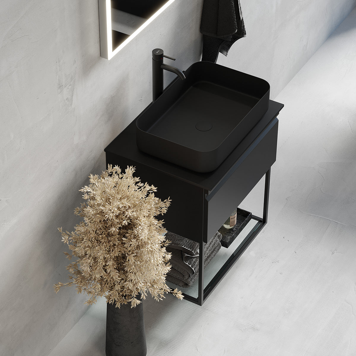 Kvitfjell 2 Compact Bathroom Furniture, matt black