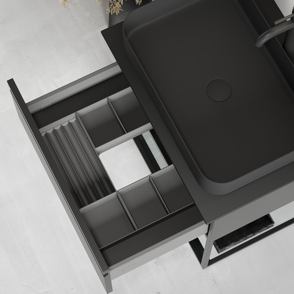 Kvitfjell 2 Compact Bathroom Furniture, matt black