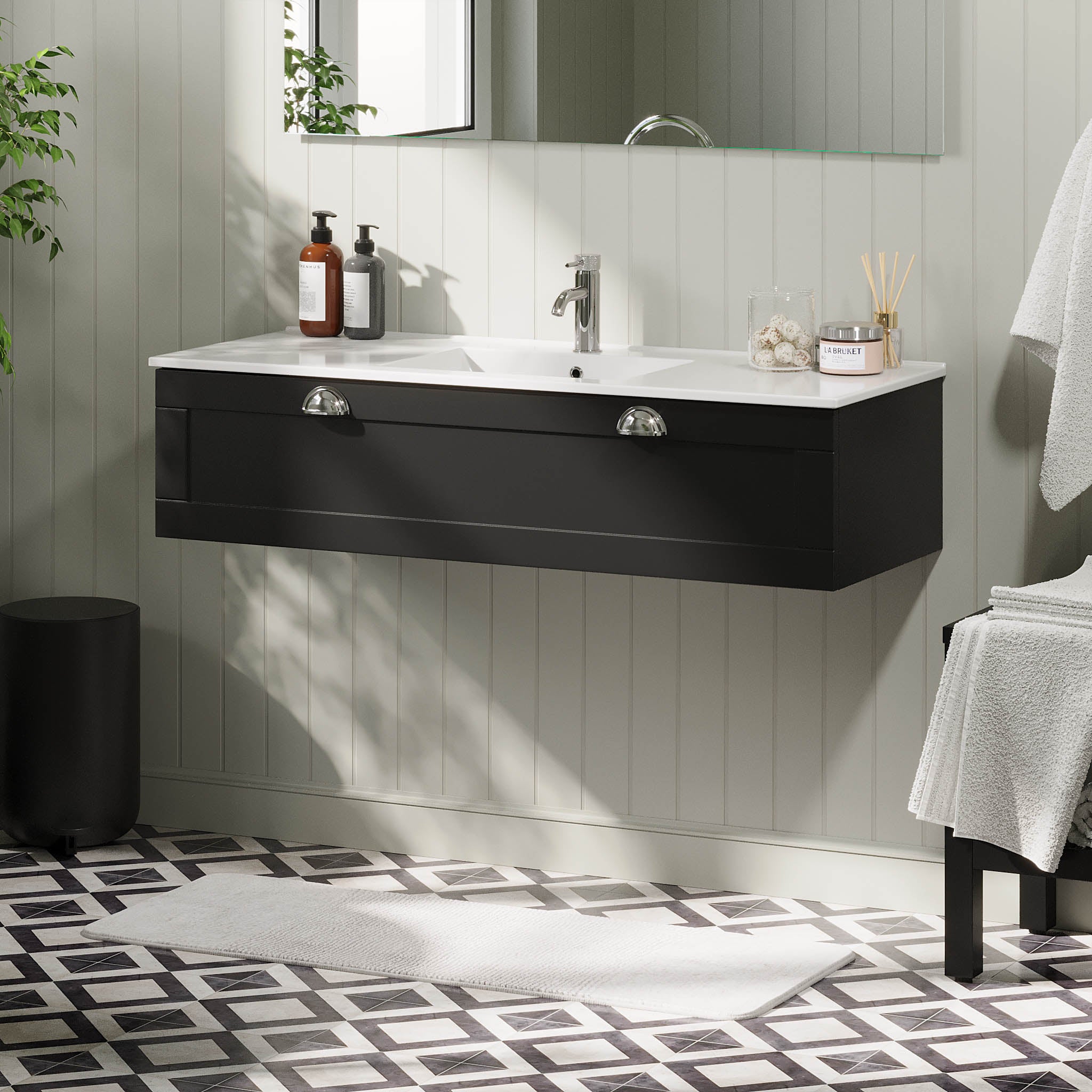 Fjällbacka Bathroom furniture, Matt Black