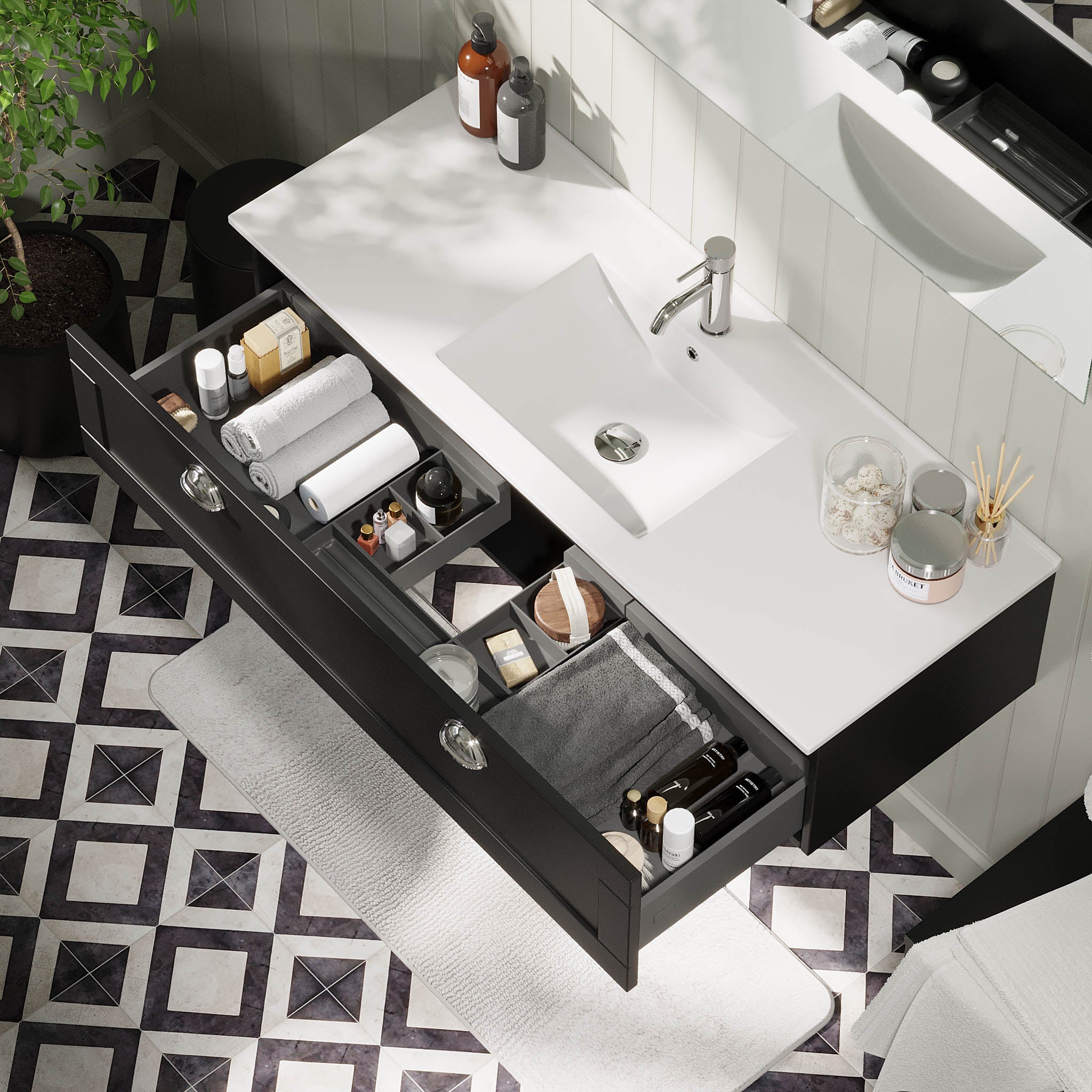 Fjällbacka Badrumsmöbel, Matt Svart