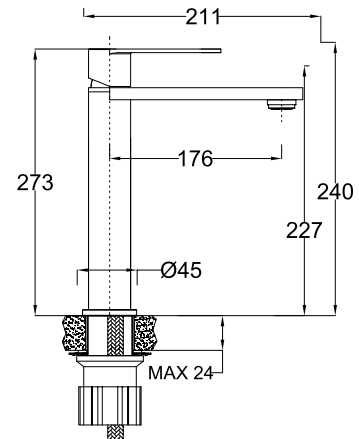 Tårnby tvättställsblandare hög
