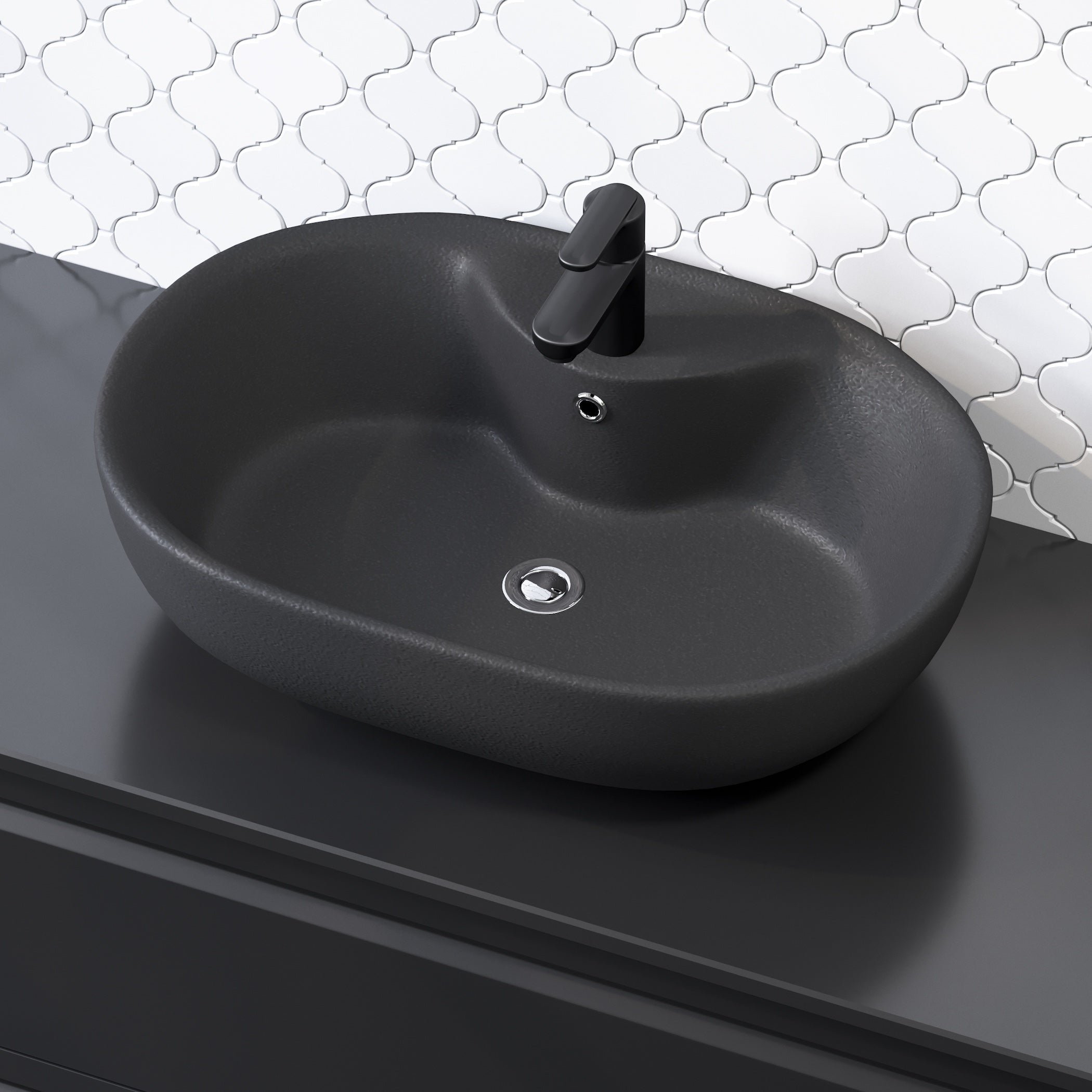 Tromsø, Wash Basin, Black Mat - 59,5 cm - MASTERSTORE - 8594175640199 - Wash Basin - 06-060-08-02-00 - 8594175640199