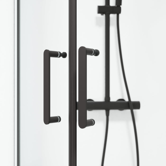 Sandefjord Shower Enclosure, Square, black Profile, Clear Glass