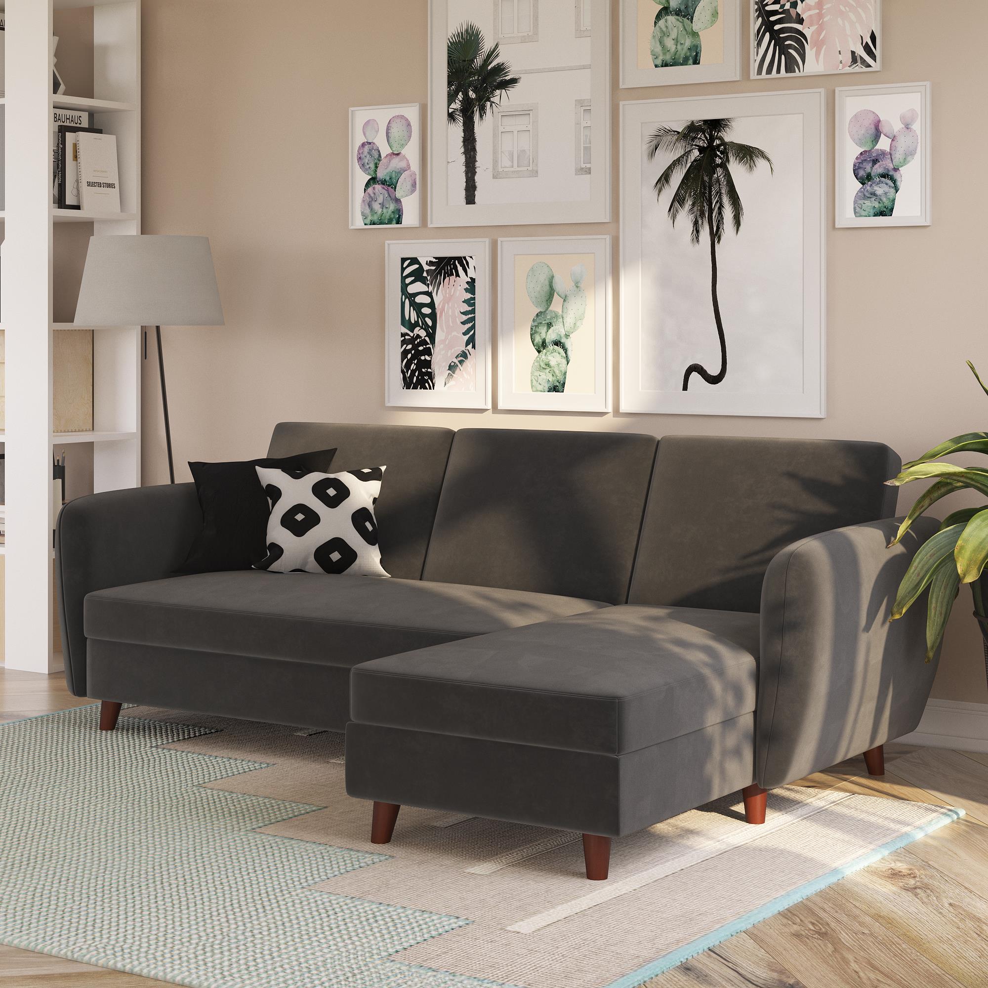 Perry 3 Seater Sofa Bed with Chaise, Grey - MASTERSTORE -  - Sofa beds - 2422479N - 