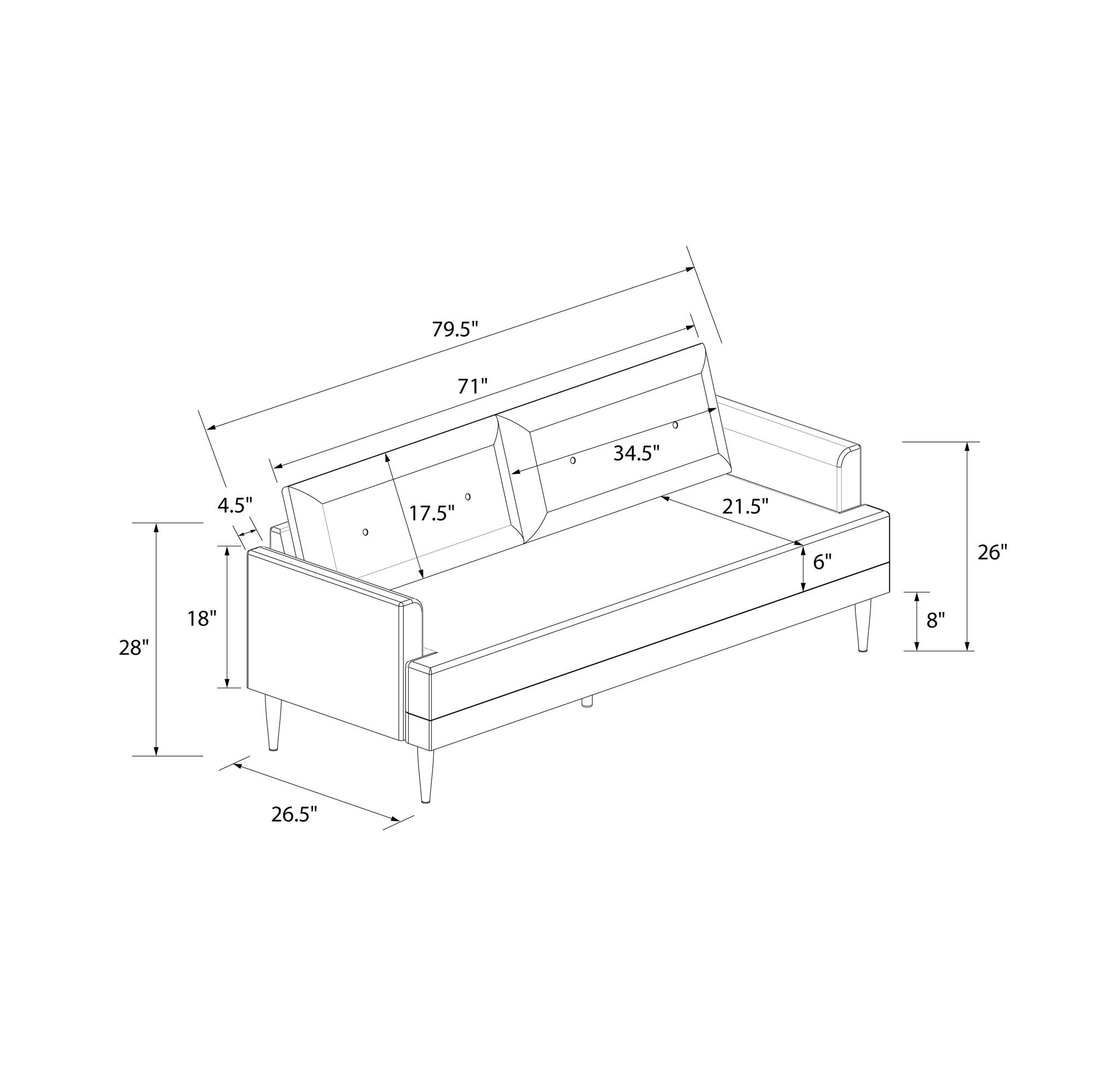 Bailey 3 Seater Sofa, Grey Velvet - MASTERSTORE - 8595677162509 - Sofaer - DA2030359N - 8595677162509