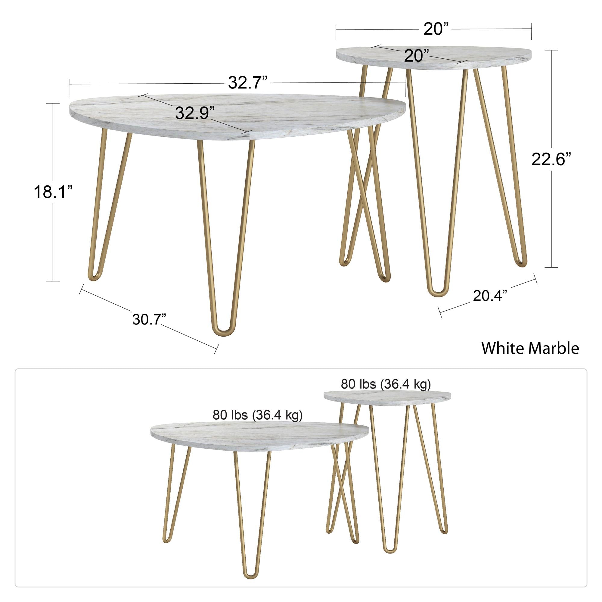Athena coffee table, white