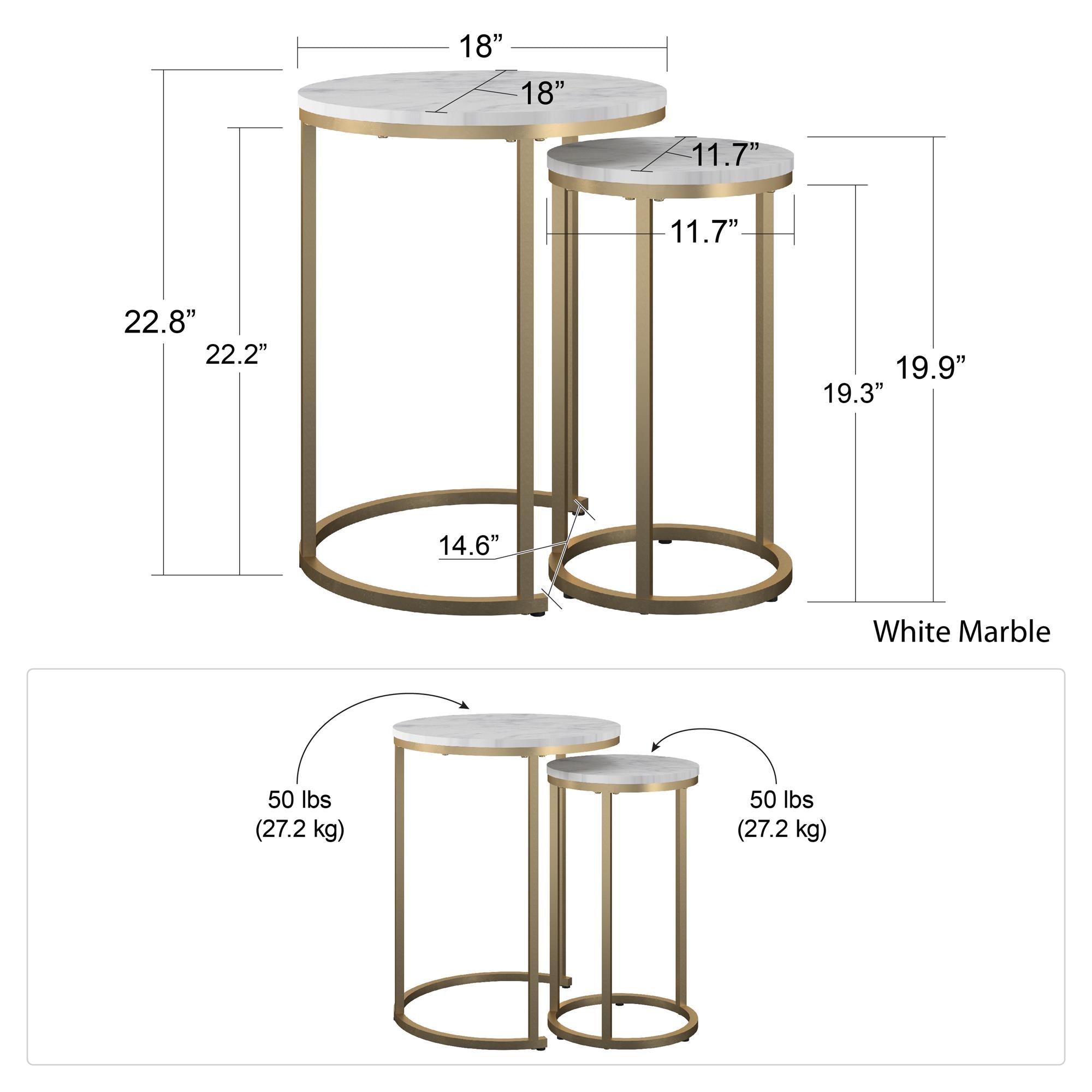 Amelia Nesting Coffee Tables, White - MASTERSTORE - 8595677158670 - Sofaborde - 2759891COM - 8595677158670