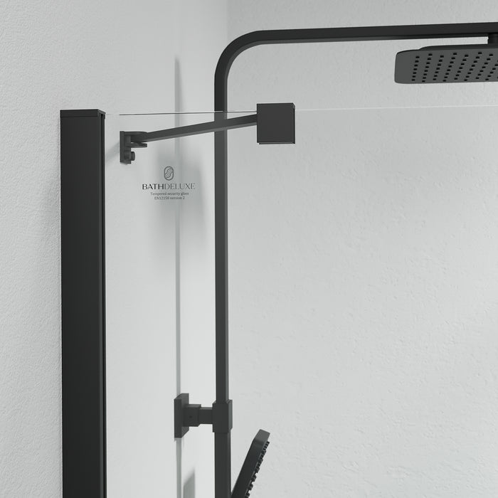 Rämen Shower Enclosure, Square, Black Profile, Clear Glass