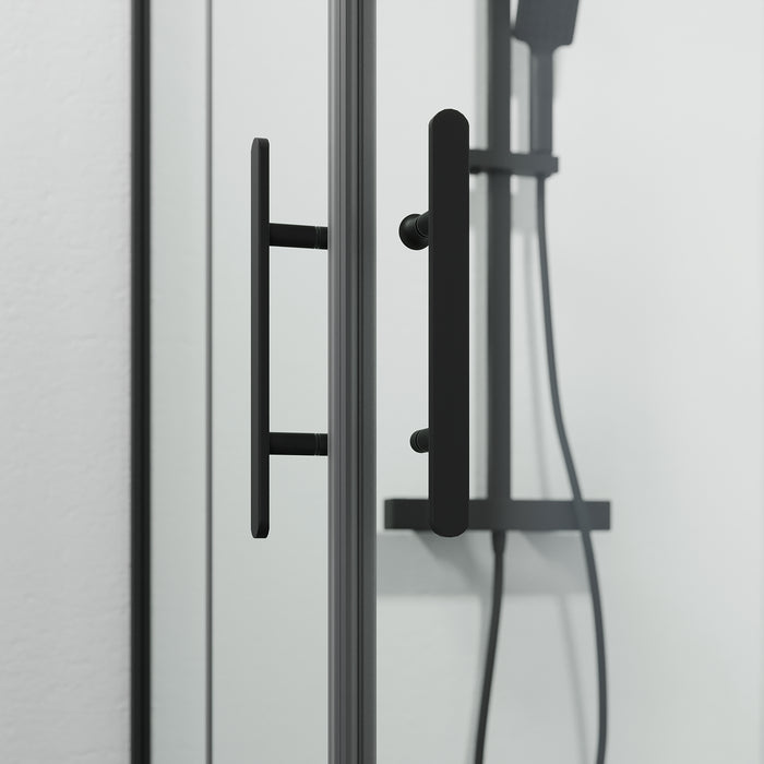Rämen Shower Enclosure, Square, Black Profile, Clear Glass