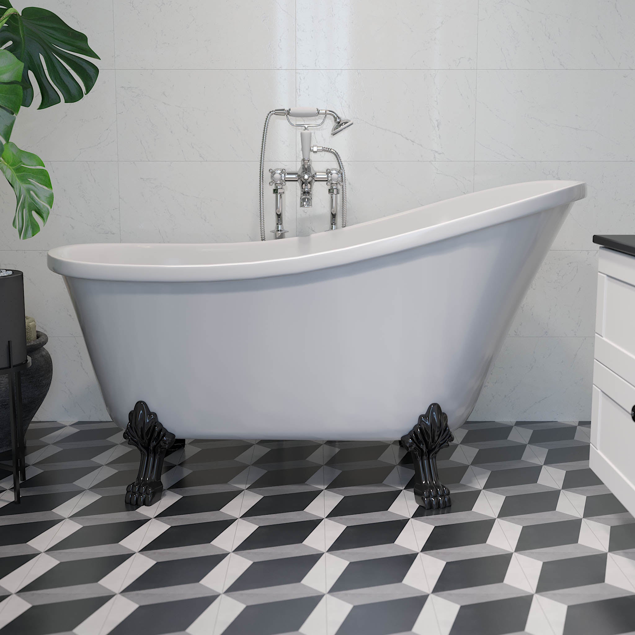 Svinkløv, Bathtub Set - Code, Brass Shiny - 150 cm