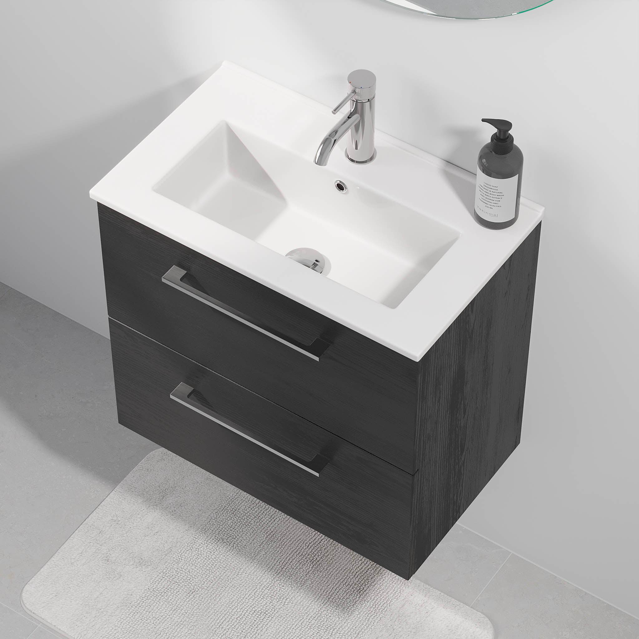 Magnor Badrumsmöbler Slimline med lådor, Svart Trä