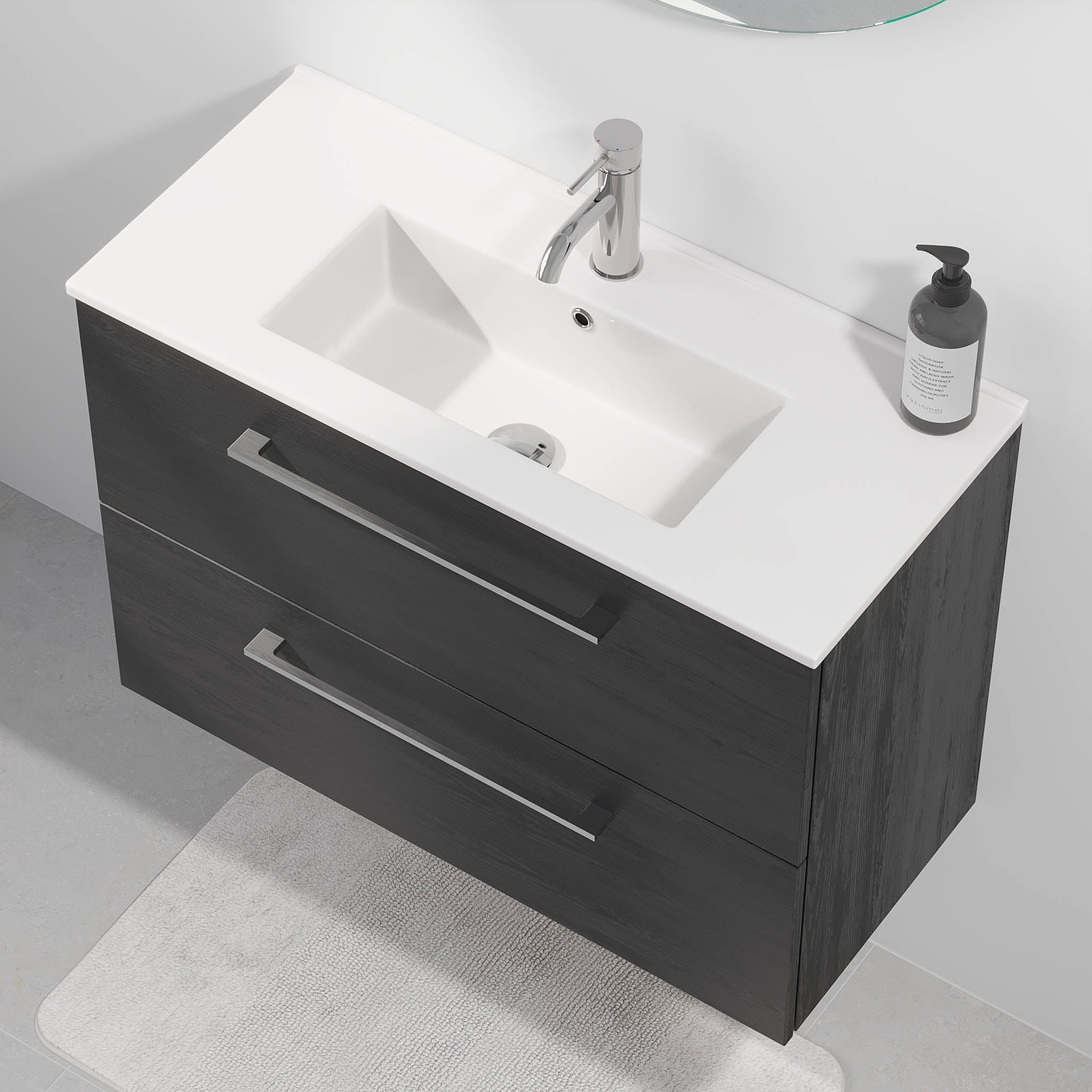 Magnor Badrumsmöbler Slimline med lådor, Svart Trä