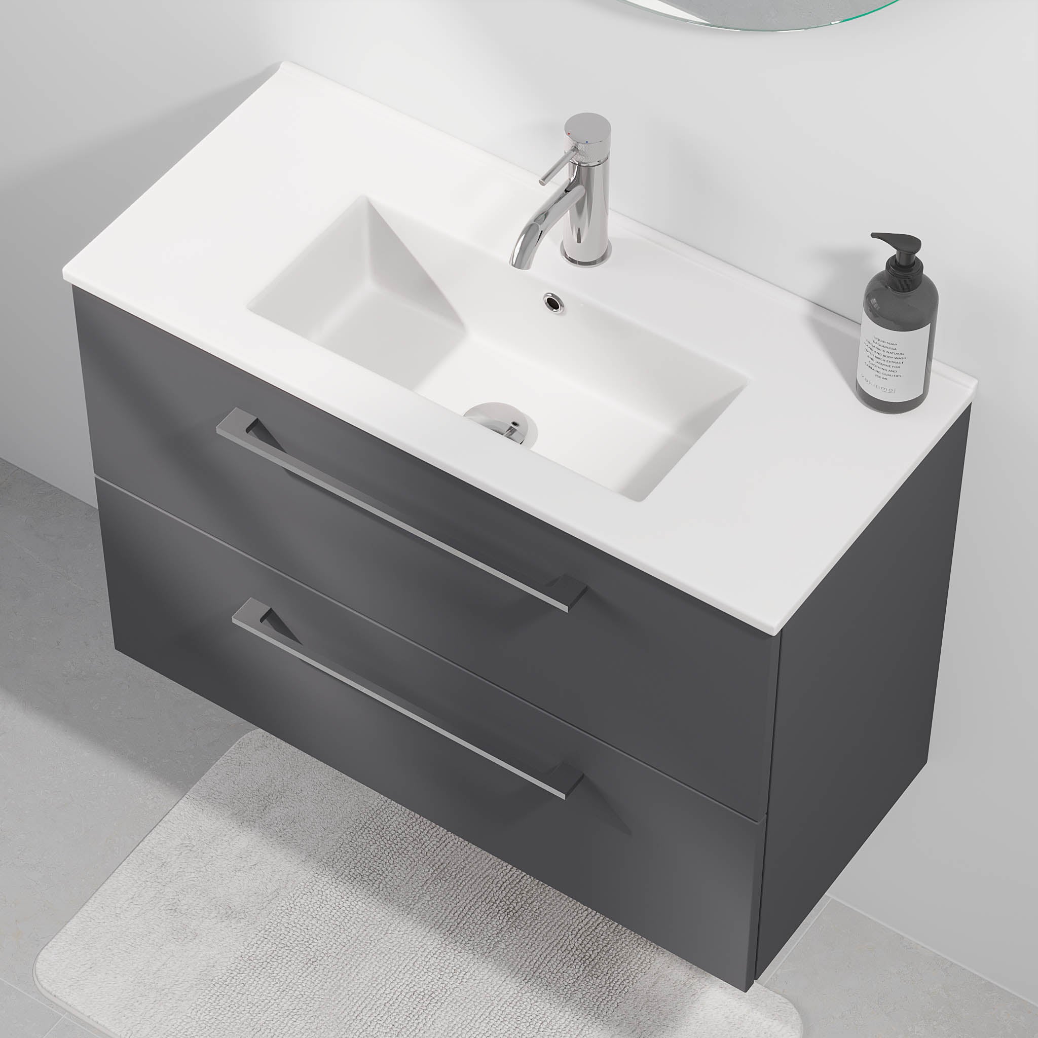 Magnor Badrumsmöbler Slimline med lådor, Antracitgrå