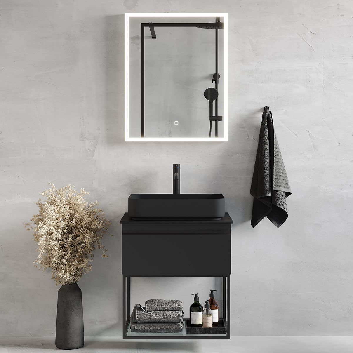 Kvitfjell 2 Compact Bathroom Furniture, matt black
