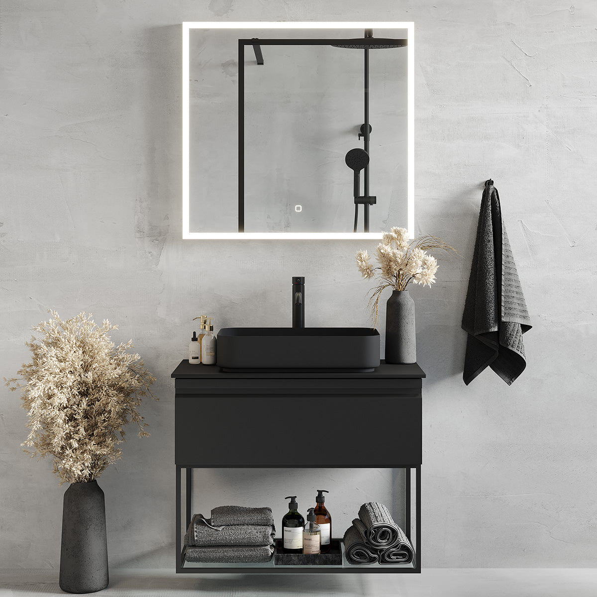 Kvitfjell 2 Compact Bathroom Furniture, matt black